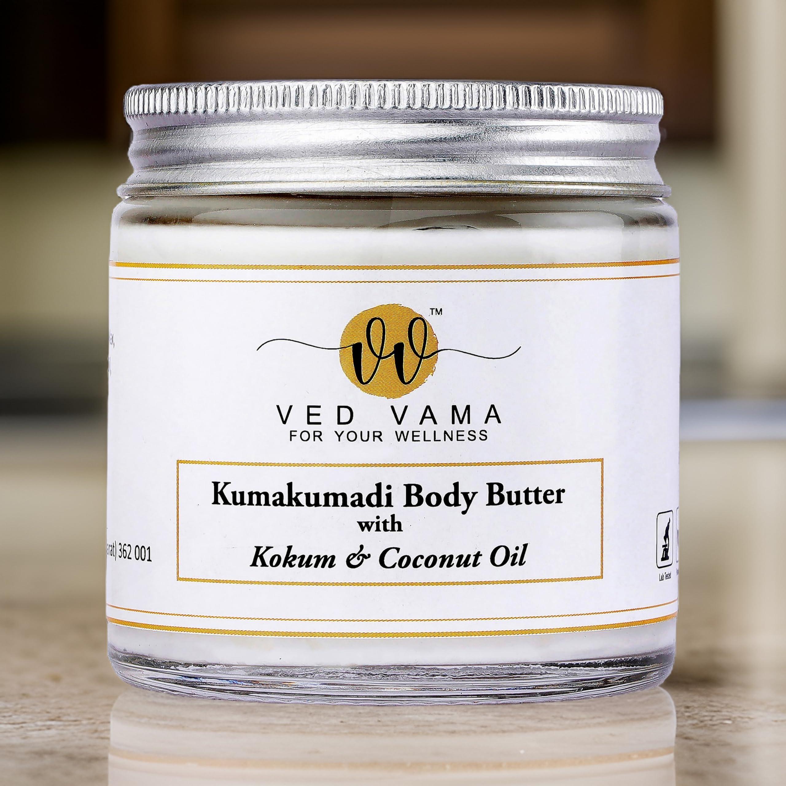 Vedvama Kumkumadi Body Butter for Dry Skin - 100ml with Kokum & Coconut Oil | Deep Moisturizing & Nourishing | Perfect for Daily Skincare & Nighttime Routine