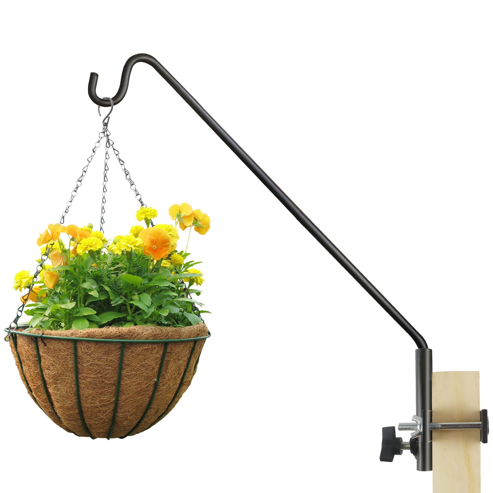 Heavy Duty 360 Degree Rotating Adjustable Bird Feeder Hook - Extended Rail Hook for Fence, Deck & Garden - Perfect for Hanging Bird Feeders, Planters, Suet Baskets, Lanterns & Wind Chimes - Ideal for Outdoor Decor & Backyard Bird Watching