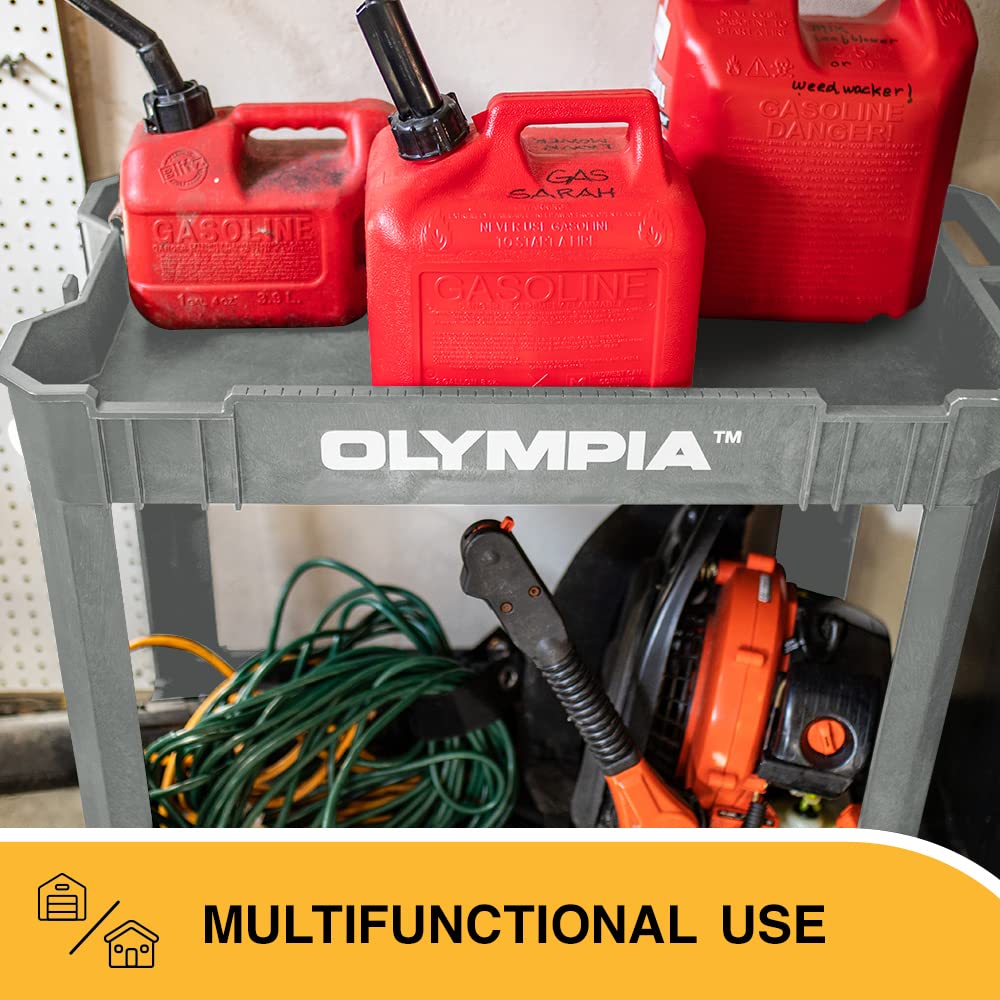 Olympia Tools 2-Shelf Utility Cart - 500lb Capacity for Warehouse & Garage