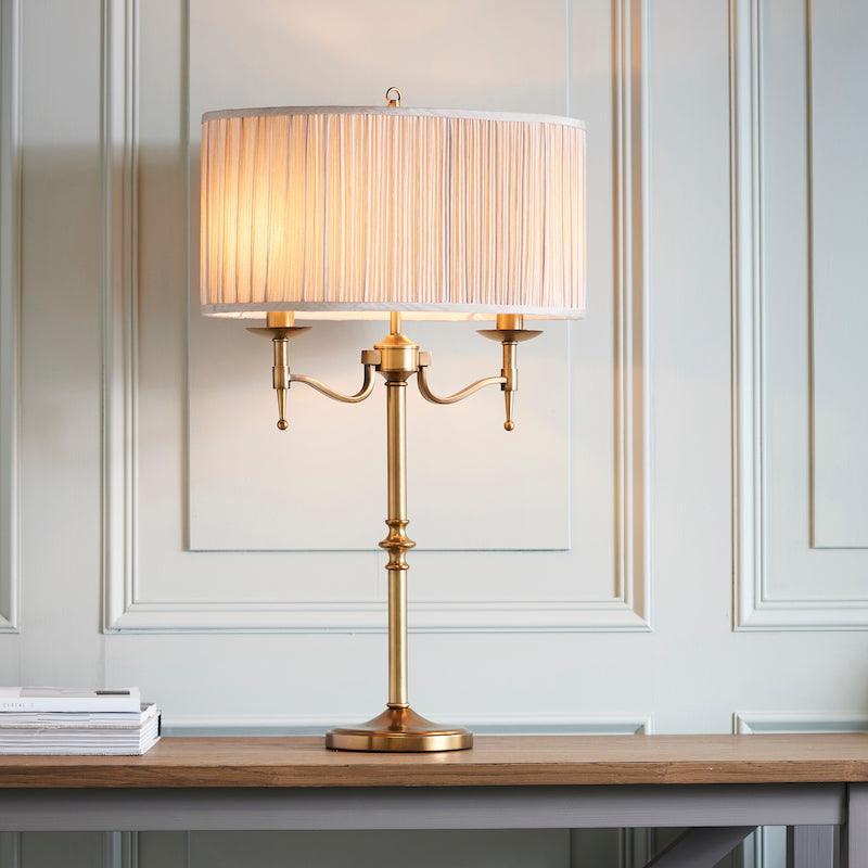 Vintage Antique Brass Finish 2-Light Table Lamp - Classic Home Office Desk Lamp for Study, Living Room & Bedroom Decor