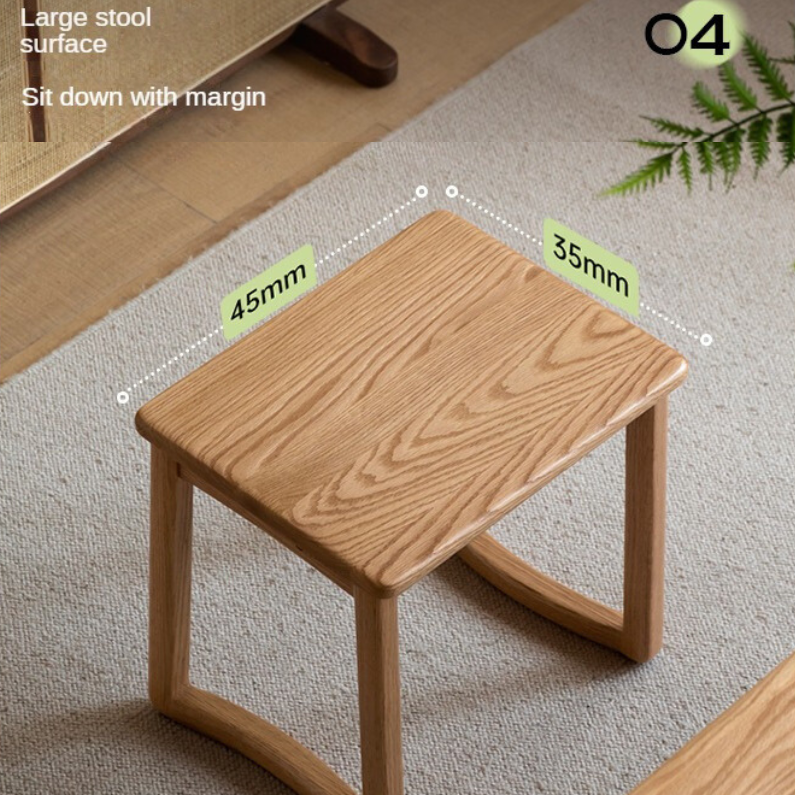 Premium Oak & Ash Solid Wood Tea Stool - Handcrafted Rustic Side Table for Living Room, Bedroom, or Balcony - Perfect for Tea Ceremonies, Reading Nook, or Decorative Accent