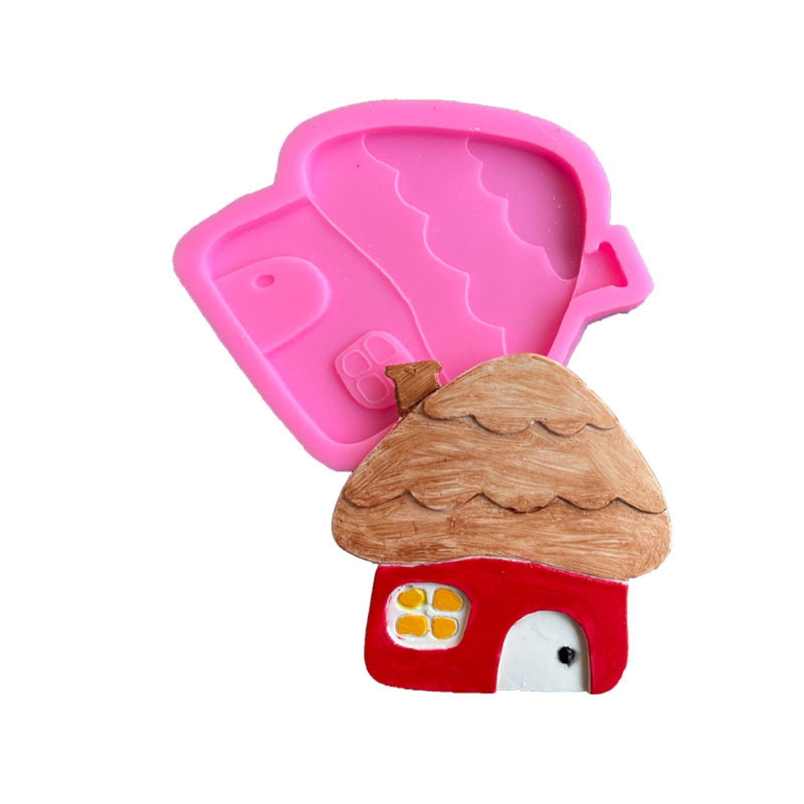 Premium Silicone Chocolate & Fondant Molds Set - Cartoon Fairy Mushroom House with Wooden Doors for Cake Decorating, DIY Resin Crafts, Christmas Baking Tools - Perfect for Birthday Parties, Wedding Cakes & Holiday Desserts