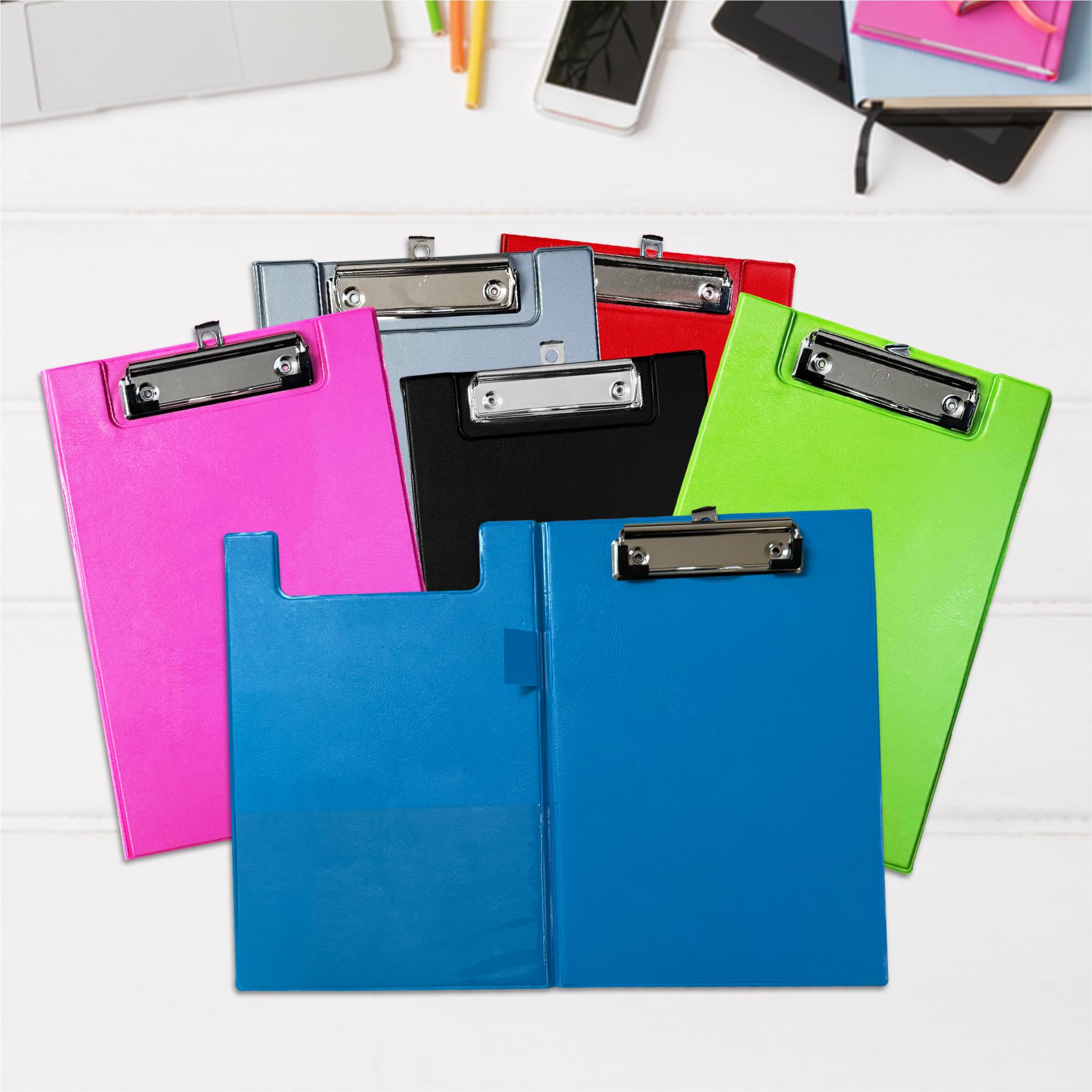 A5 Blue Foldover Clipboard with Pen Holder - Lightweight & Durable for Office, School, and Field Work - Perfect for Nurses, Teachers, and Students