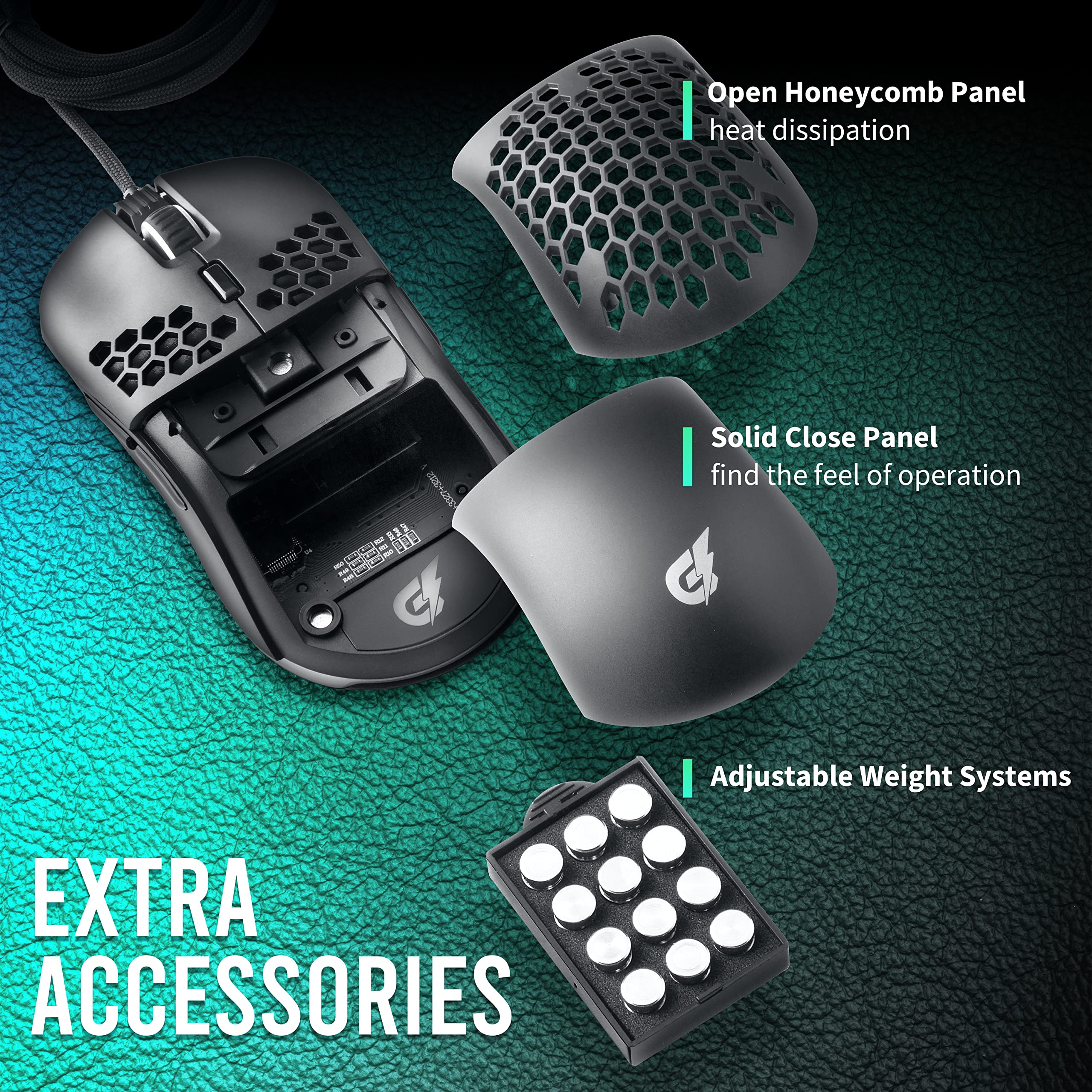GUNMJO RGB Honeycomb Wired Gaming Mouse - 9 Programmable Buttons, 10,000 DPI, Lightweight Ergonomic Design for PC Gamers - Perfect for FPS, MOBA & Esports (Black)