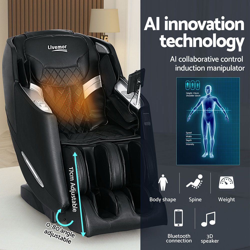 Livemor Electric Massage Chair Recliner with Full Body Shiatsu Massage for Home & Office - Perfect for Relaxation, Pain Relief, and Stress Relief