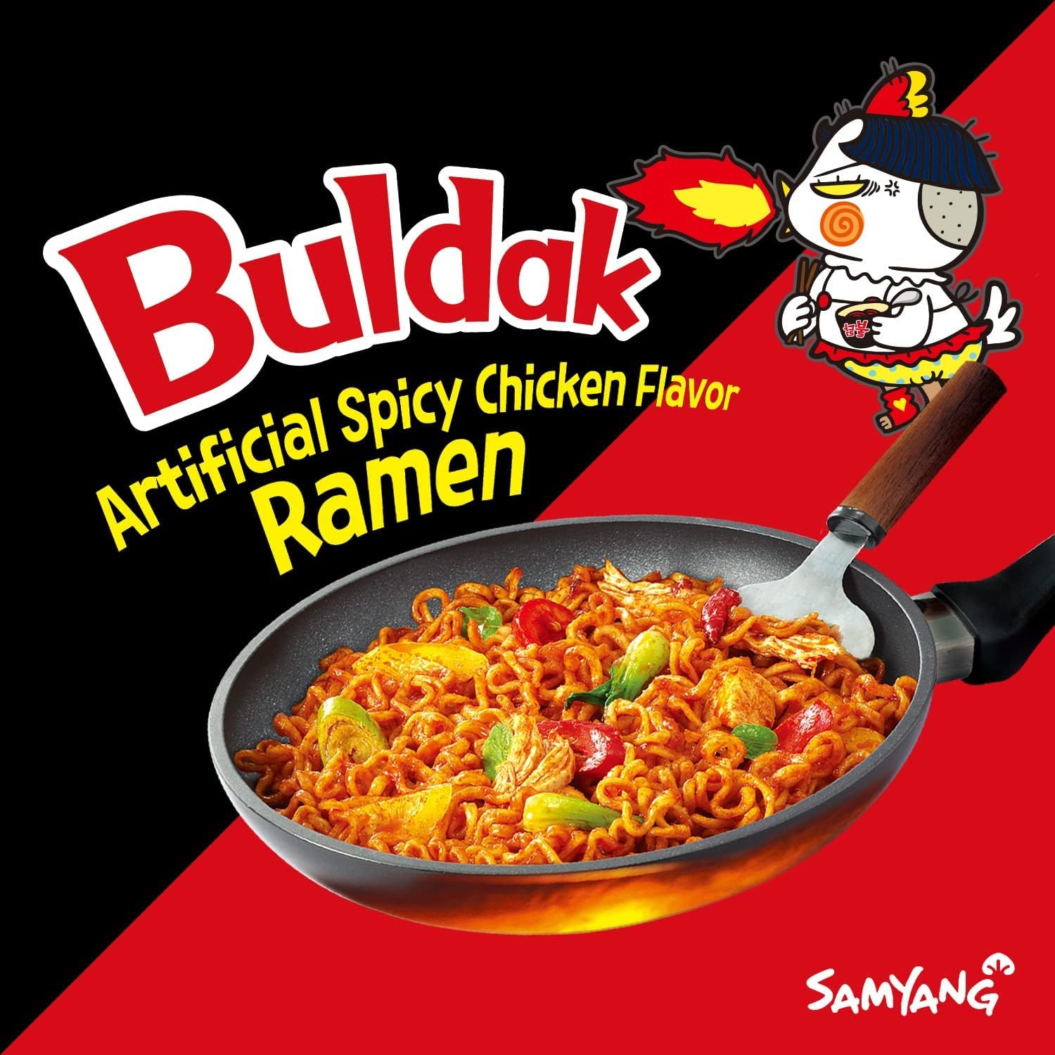 Samyang Buldak Spicy Hot Chicken Stir Fried Cup Noodles (6-Pack) - Instant Korean Ramen for Quick Meals, Snacks & Late Night Cravings