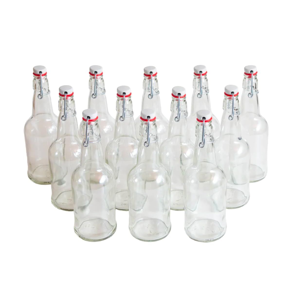 Craft A Brew - 12 Pack of 16 oz Flip Top Beer Bottles for Home Brewing - Carbonate & Condition Beer, Mead, Kombucha, Hard Cider - Resealable & Reusable Clear Glass Bottles - Perfect for Home Brewers, DIY Fermentation & Craft Beverage Storage