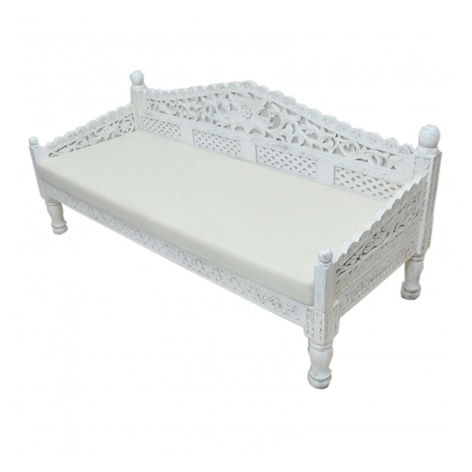Hand Carved Balinese Daybed - Solid Teak Wood Outdoor Lounge Bed for Patio, Garden, or Poolside - Perfect for Relaxing, Sunbathing, and Boho Chic Decor