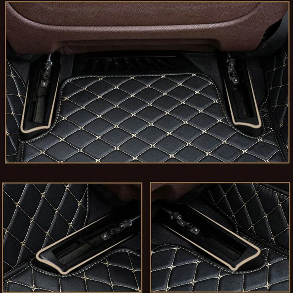 Premium All-Weather Car Floor Mats - Universal Fit for 99% Sedans, SUVs, Trucks & Sports Cars | Luxury Custom Leather Automotive Mats with Diamond Pattern (Black & Red) - Perfect for Daily Commute, Road Trips & Family Protection