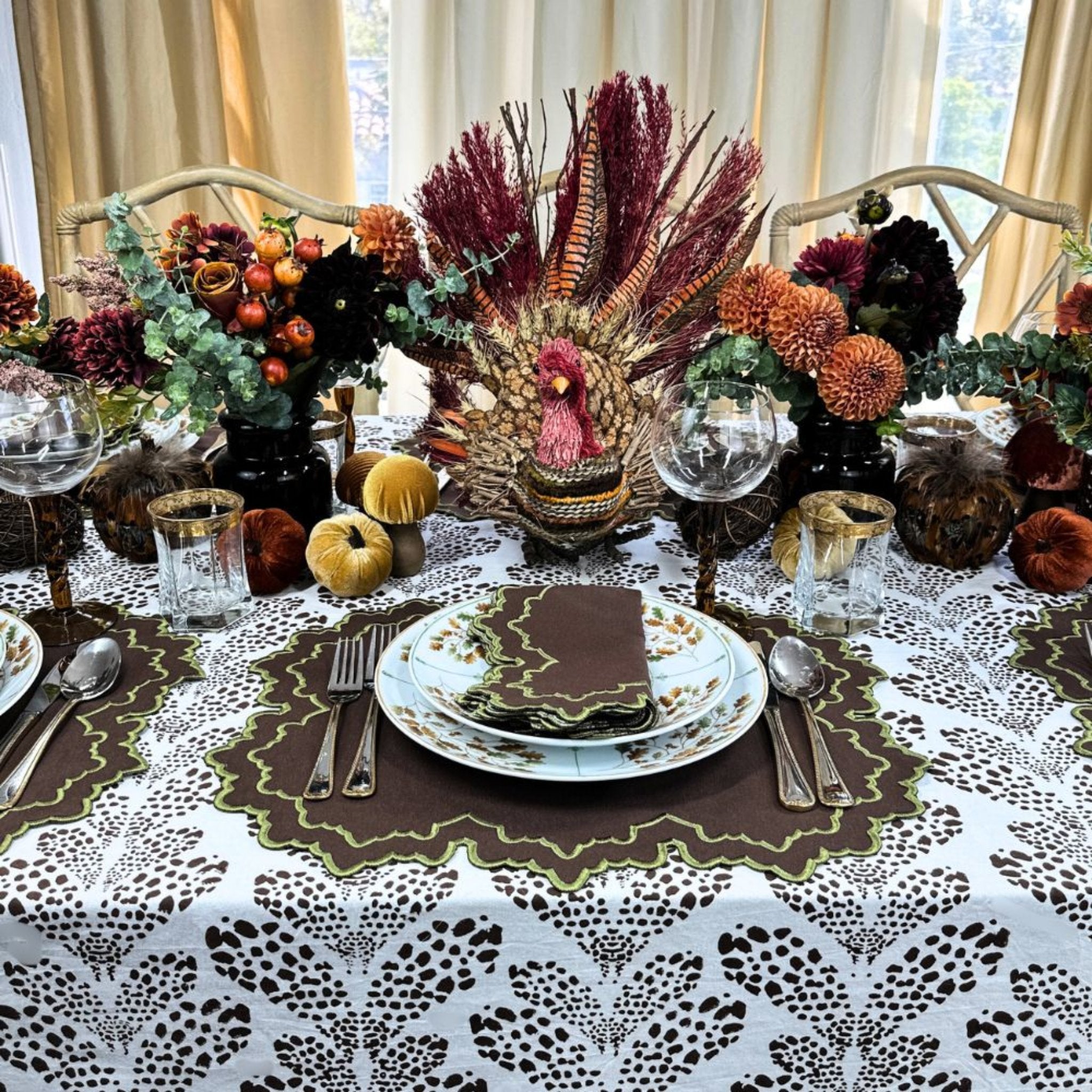 Premium Cocoa Kelli Tablecloth - Waterproof & Stain-Resistant Rectangular Table Cover for Dining, Parties & Outdoor Events - Elegant Home Decor for Thanksgiving, Christmas & Special Occasions
