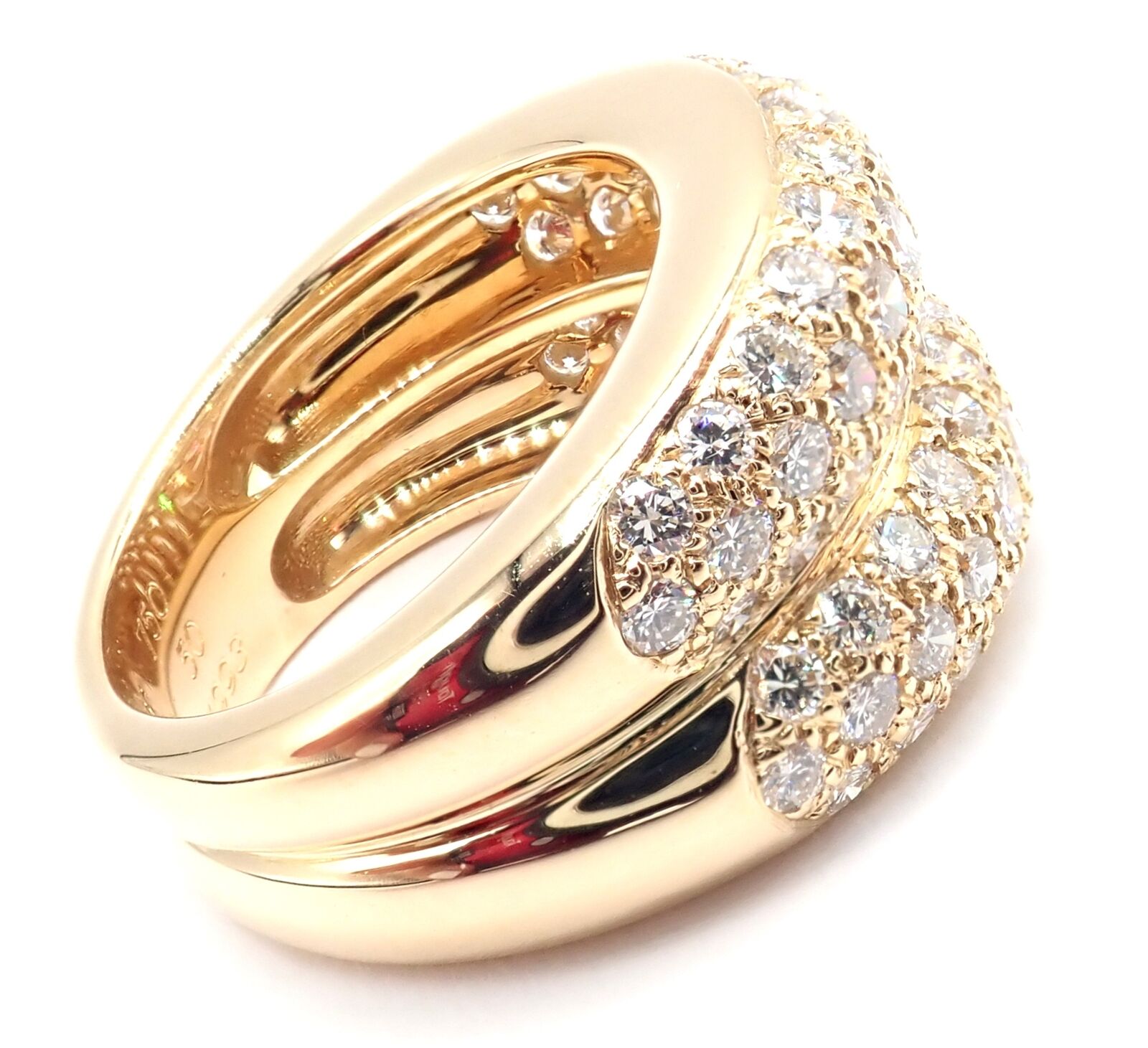 Authentic Cartier 18k Yellow Gold Double Pave Diamond Band Ring 1993 - Vintage Luxury Jewelry for Women, Perfect for Anniversaries, Engagements & Special Occasions