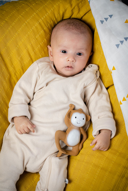 Tikiri Natural Rubber Monkey Toy - Safe & Durable for Kids - Perfect for Playtime, Teething, and Sensory Development