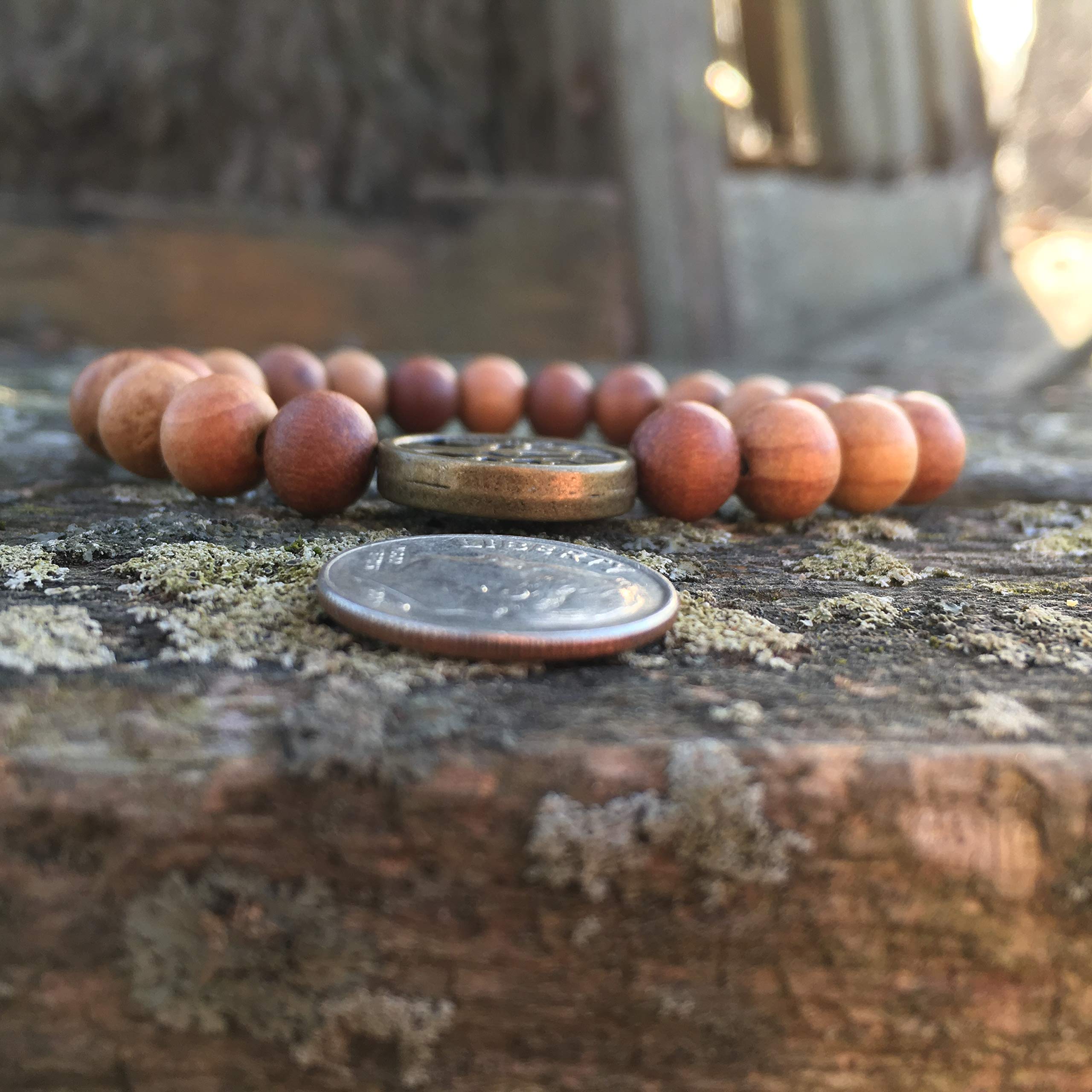 Handmade 8mm Sandalwood Bracelet with Tree of Life Charm - Women's Spiritual Healing Jewelry, Reiki Energy Gifts for Meditation, Yoga & Positive Vibes