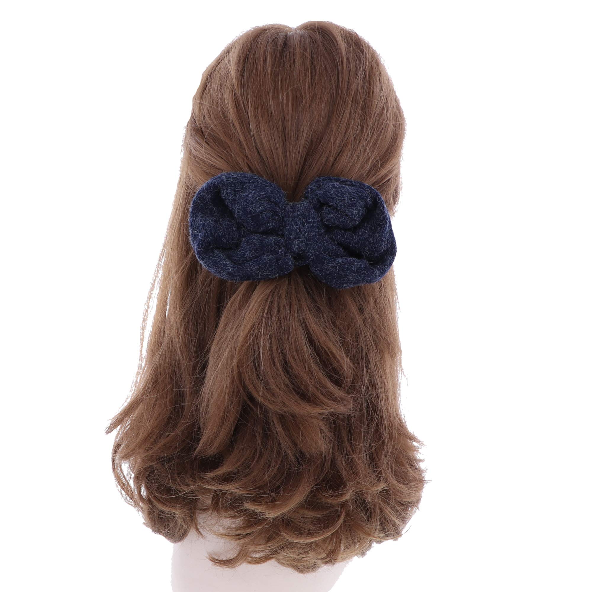 6 Inch Navy Heather Knit Bow for Girls - Perfect for Hair Accessories, Parties, and Everyday Style