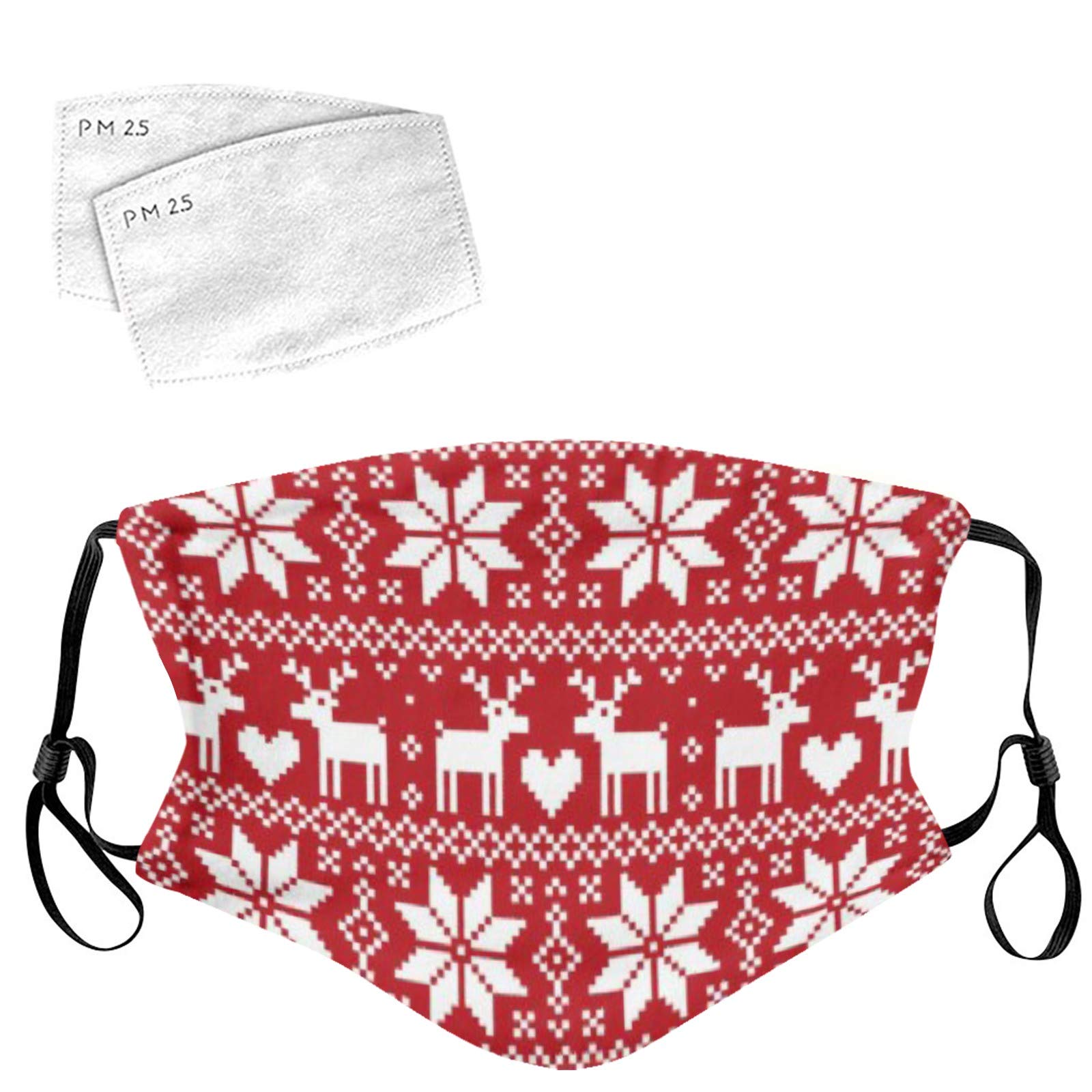 Reusable Washable Christmas Face Masks for Adults with Filter Print - Breathable Cloth Face Balaclava Scarf for Men & Women - Perfect for Holiday Parties, Winter Outdoor Activities & Festive Gatherings