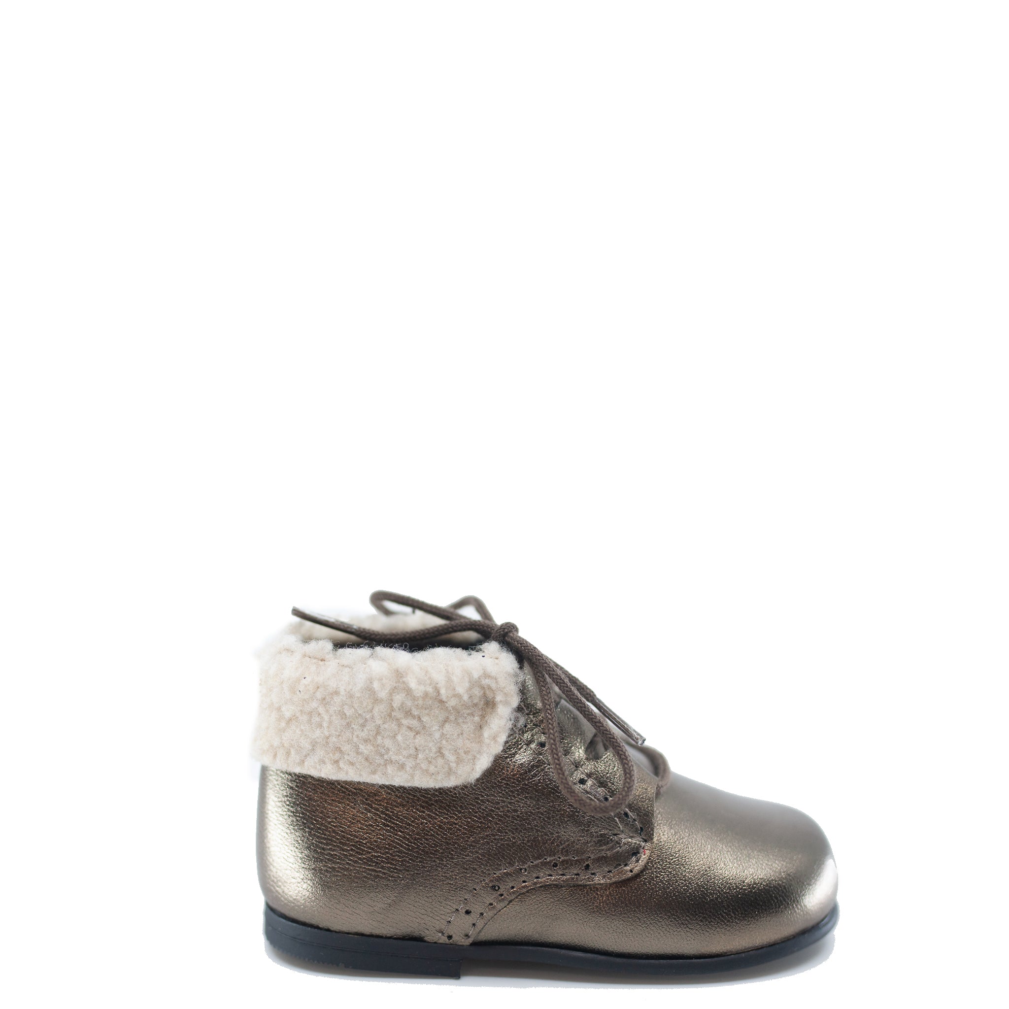 Blublonc Pewter Metallic Fur Lace Up Baby Booties - Stylish Winter Booties for Newborns & Infants | Perfect for Holiday Outfits, Photo Shoots & Cold Weather Protection