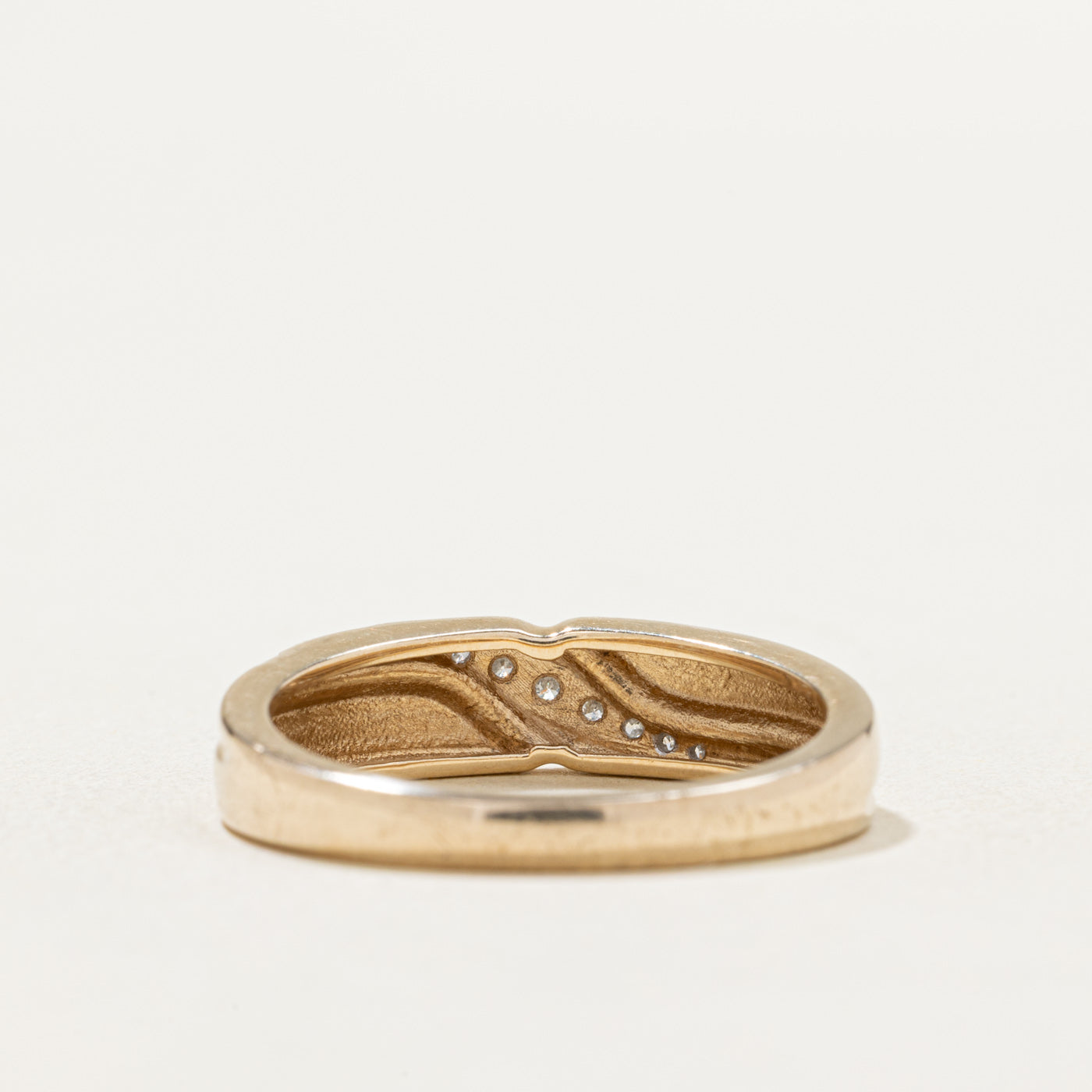 10K Gold Waterfall Diamond Grooved Ring - 0.03ctw, Size 8.75 - Elegant Wedding Band, Anniversary Gift for Her, Perfect for Special Occasions