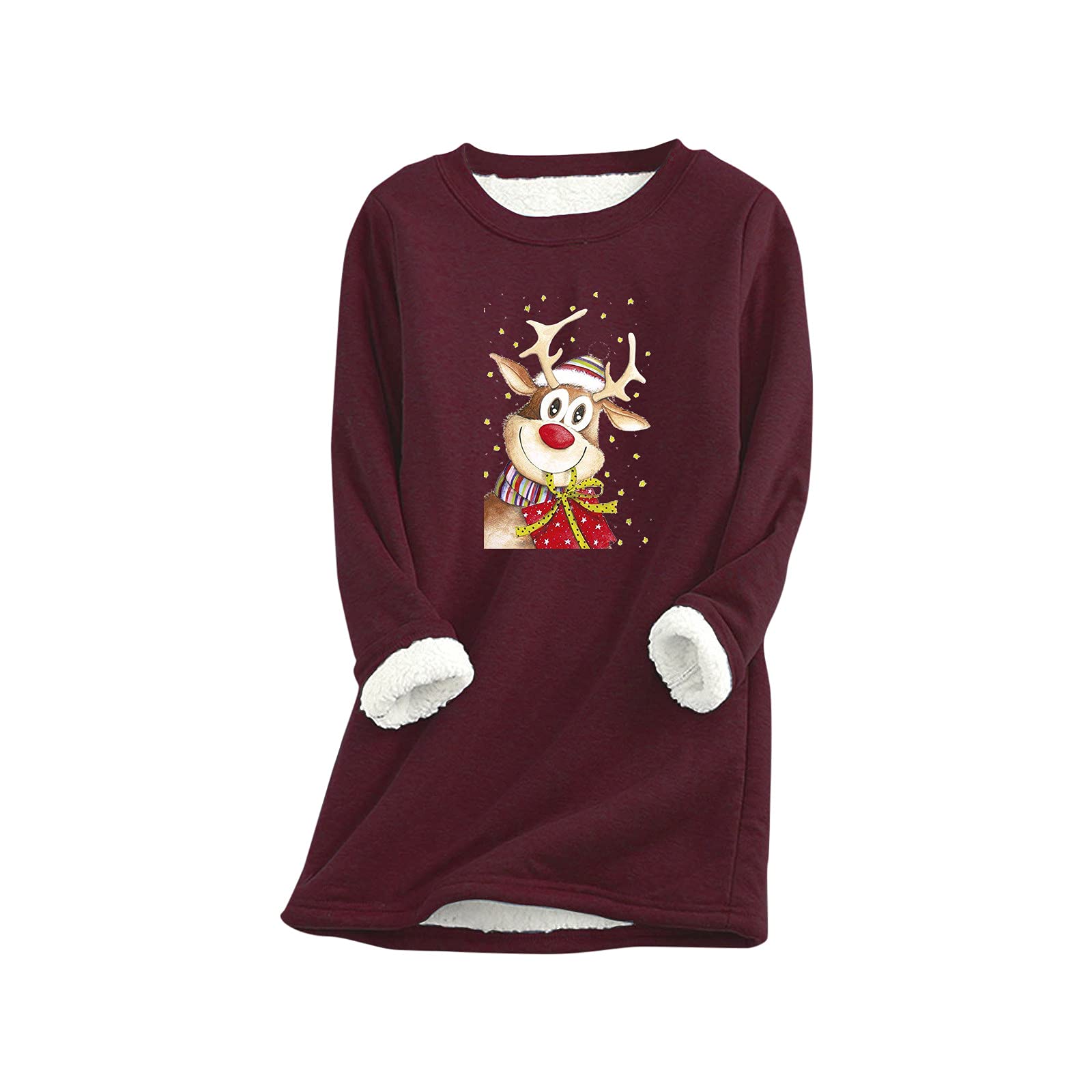 Women's Fleece Hoodie - Medium Size, Thick Warm Pullover with Christmas Print & O-Neck Design - Cozy Winter Sweatshirt for Casual Wear, Holiday Gifts & Outdoor Activities