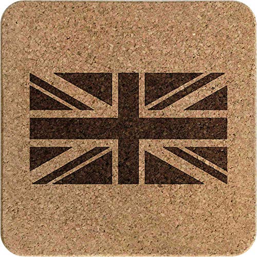 Azeeda Union Jack Flag Square Cork Trivet - Heat Resistant Pot Stand for Kitchen, Dining Table, and Picnic (TR00005808) - Perfect for Hot Dishes, Tea Pots, and Serving Trays