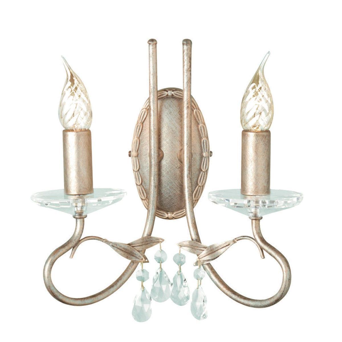 Elstead Christina 2-Light Wall Sconce in Silver & Gold - Modern Bathroom Vanity Lighting for Bedroom, Hallway, and Living Room