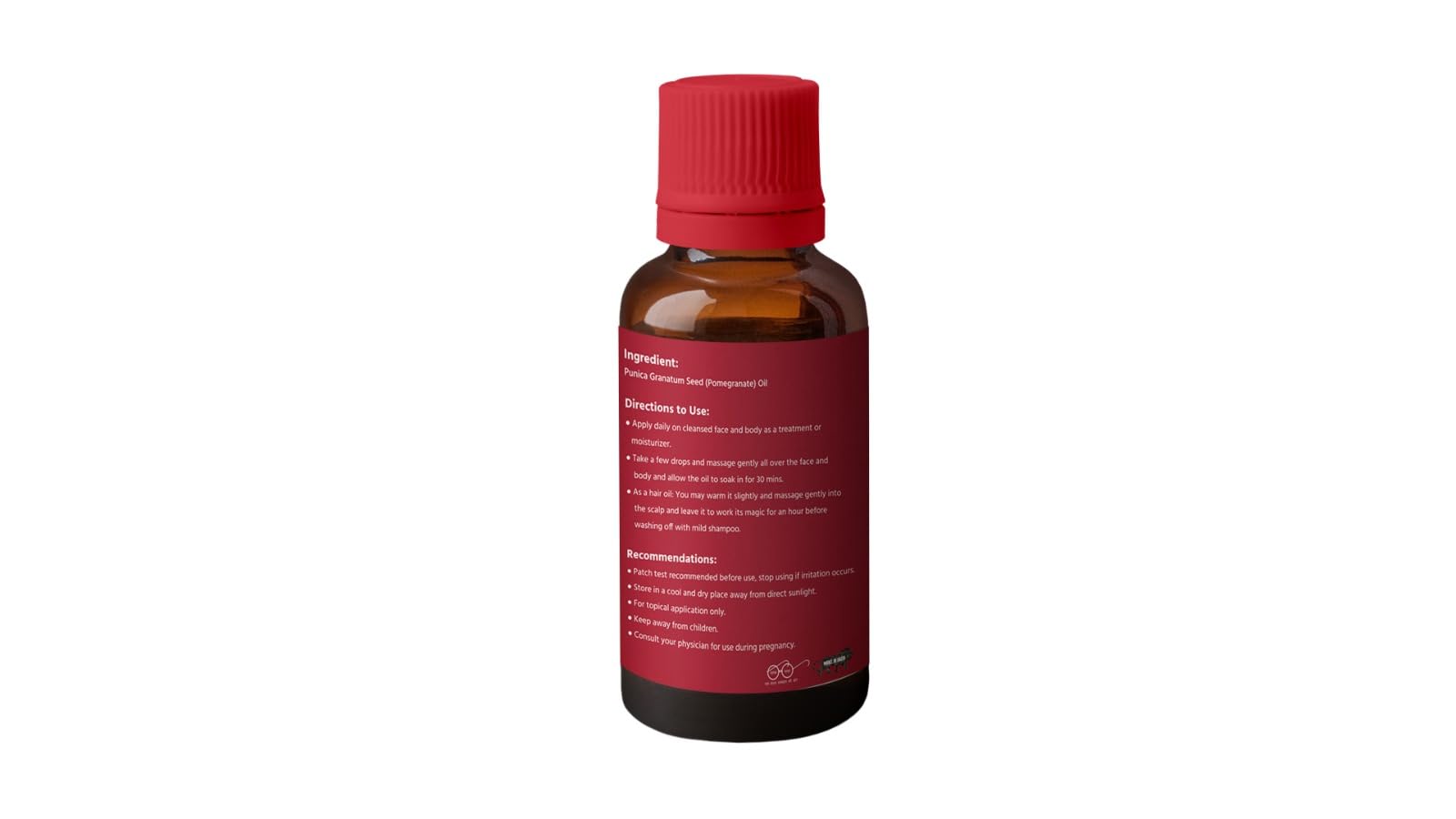 100% Pure & Natural Cold Pressed Virgin Pomegranate Seed Oil - 33ml for Skin Care, Hair Care & Anti-Aging | Organic Facial Moisturizer, Hair Growth Treatment & Massage Oil | Perfect for Daily Beauty Routine, DIY Cosmetics & Aromatherapy