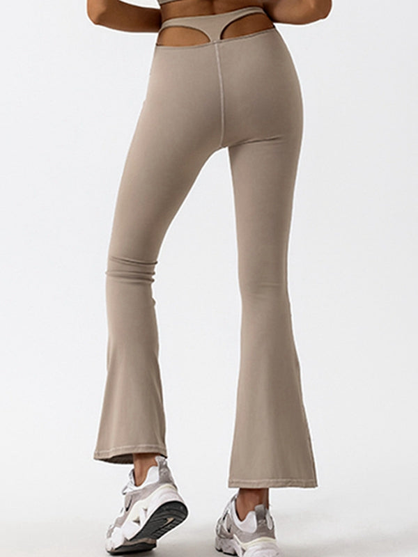 ZASUWA Women's Unique Cutout Flare Leggings - High Waist Yoga Pants for Workout, Dance & Casual Wear