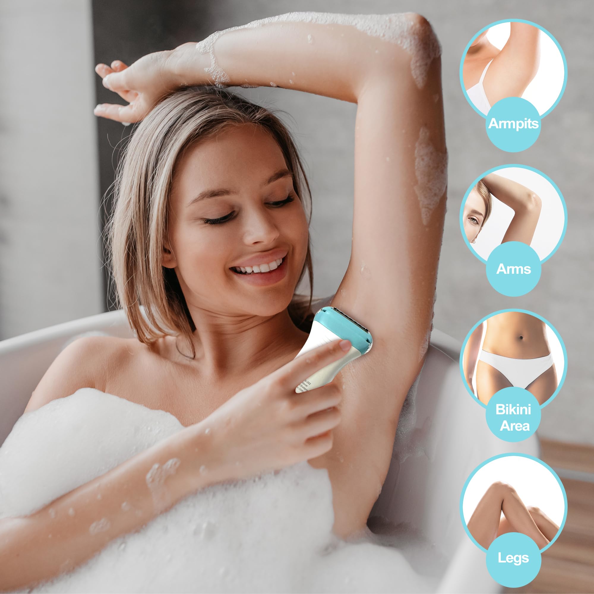 Electric Razor for Women - Lady Shaver & Bikini Trimmer, Wet & Dry Cordless Pubic Hair Remover for Legs & Underarms, Viridian/U7YZ - Perfect for Travel, Gym & Smooth Skin Care