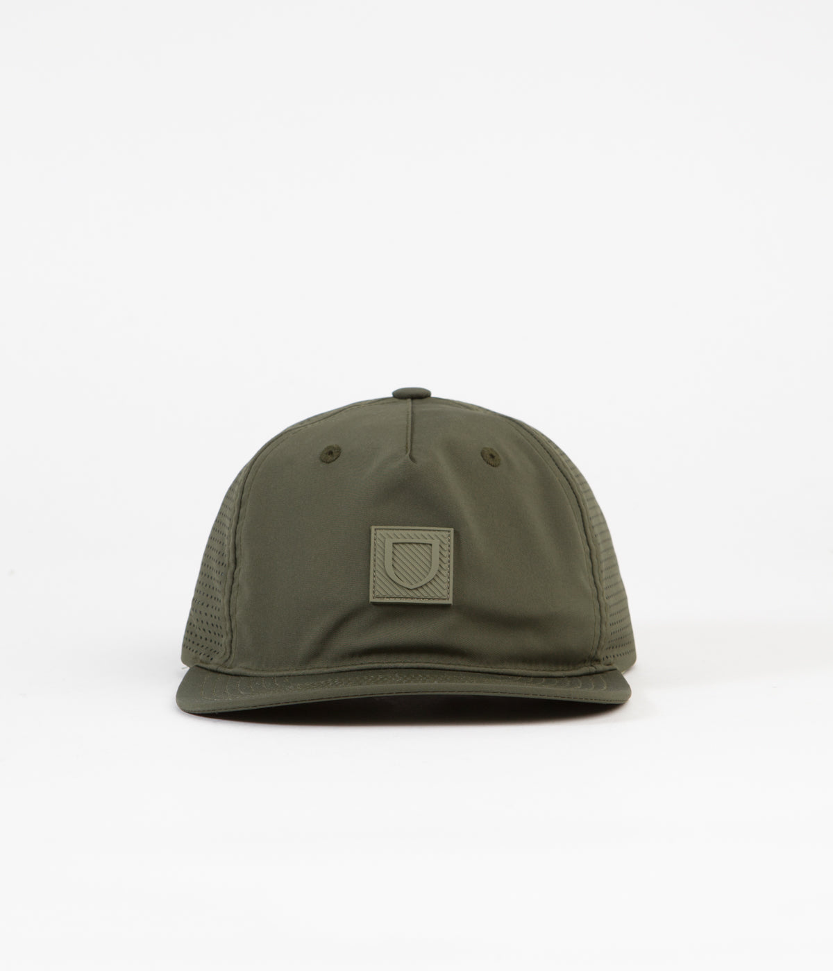 Brixton Beta Square X Cap - Military Olive Green Snapback Hat for Men & Women - Perfect for Outdoor Activities, Streetwear Fashion, and Casual Wear