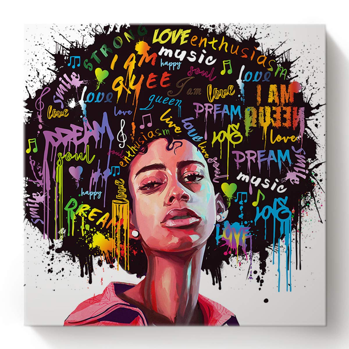 DIY African Art Oil Painting by Numbers Kit - Afro Women Quote Hair Graffiti Canvas with Acrylic Paints & Brushes (20