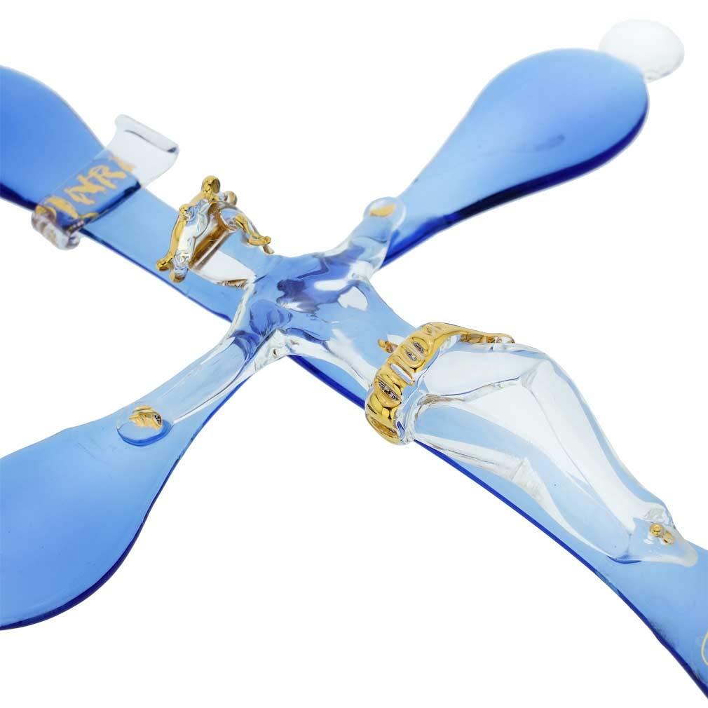 GlassOfVenice Murano Glass Elegant Cross Wall Crucifix - Handmade Italian Religious Home Decor for Church, Bedroom & Gift Giving