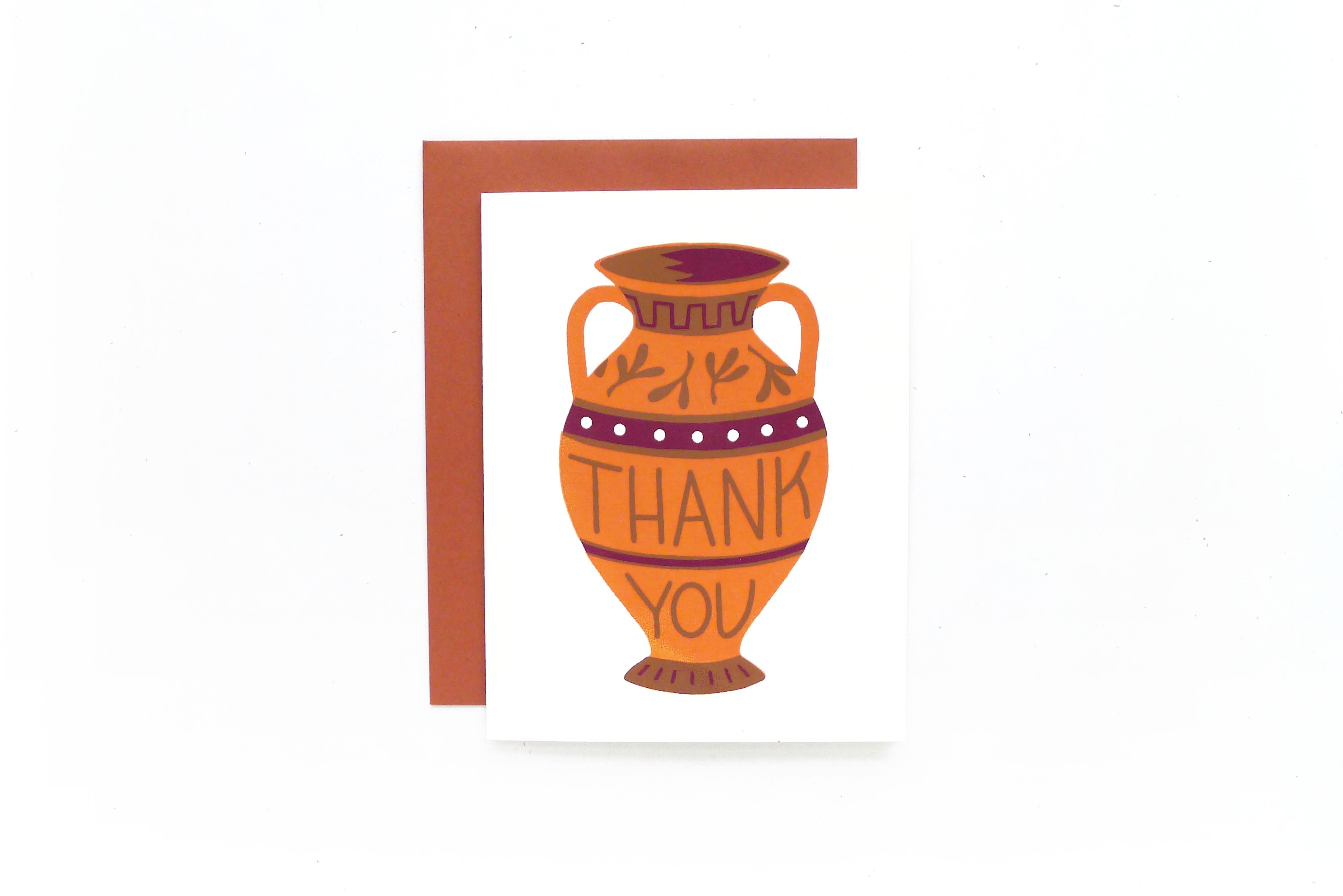 Thank You Amphora Card - Elegant Floral Greeting Card for All Occasions | Perfect for Birthdays, Anniversaries, and Thank You Notes