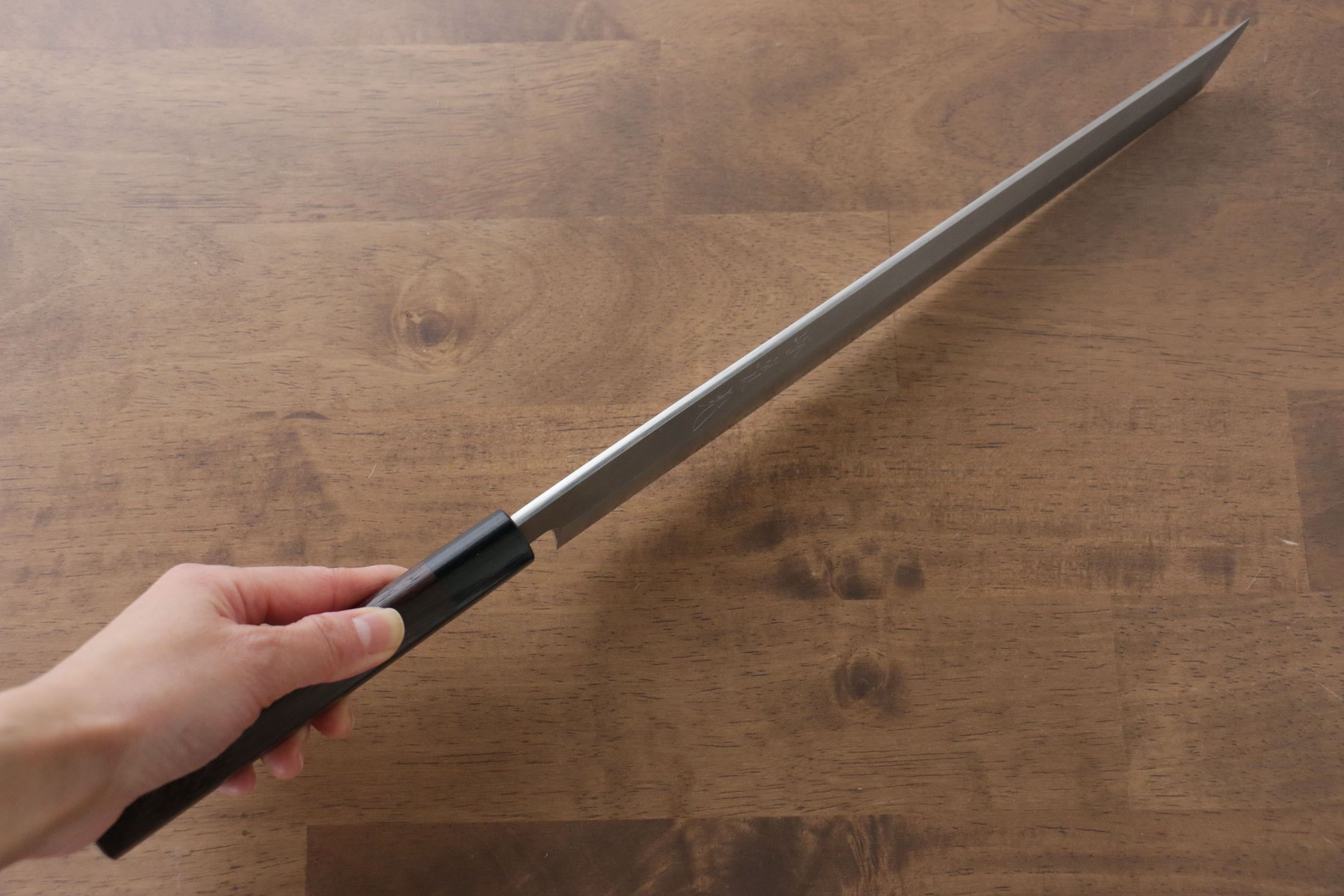 Premium Jikko Silver Steel No.3 Sakimaru Yanagiba 300mm Japanese Sushi Knife with Ebony Handle - Perfect for Sushi Chefs & Professional Japanese Cuisine Preparation