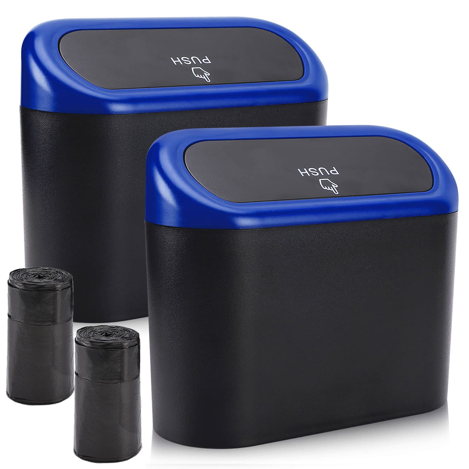 **Accmor 2 Pack Waterproof Car Trash Can with Lid - Leakproof Vehicle Garbage Bin Organizer for Auto, Home & Office - Perfect for Road Trips, Commuting & Workspace Cleanup**