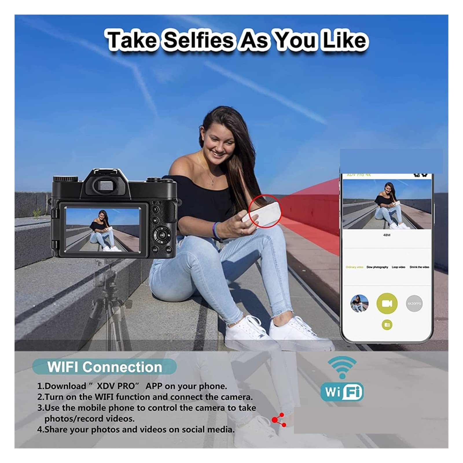 AUBEST 4K Digital Video Camera Camcorder with LCD Flip Screen, 16X Zoom, Wide Angle Lens - Perfect for Vlogging, YouTube, Travel & Selfie Photography (Includes 32GB TF Card & Lens)