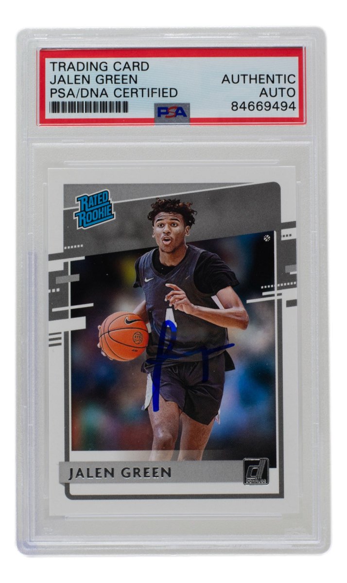 Jalen Green Autographed Houston Rockets 2021 Donruss Rated Rookie Card #29 PSA/DNA Certified - Perfect for NBA Memorabilia Collections & Sports Fan Gifts