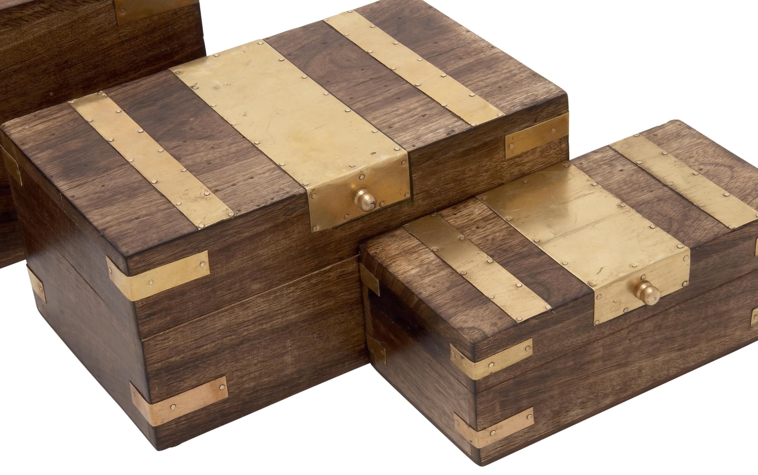 Deco 79 Mango Wood Decorative Keepsake Box Set of 3 (8