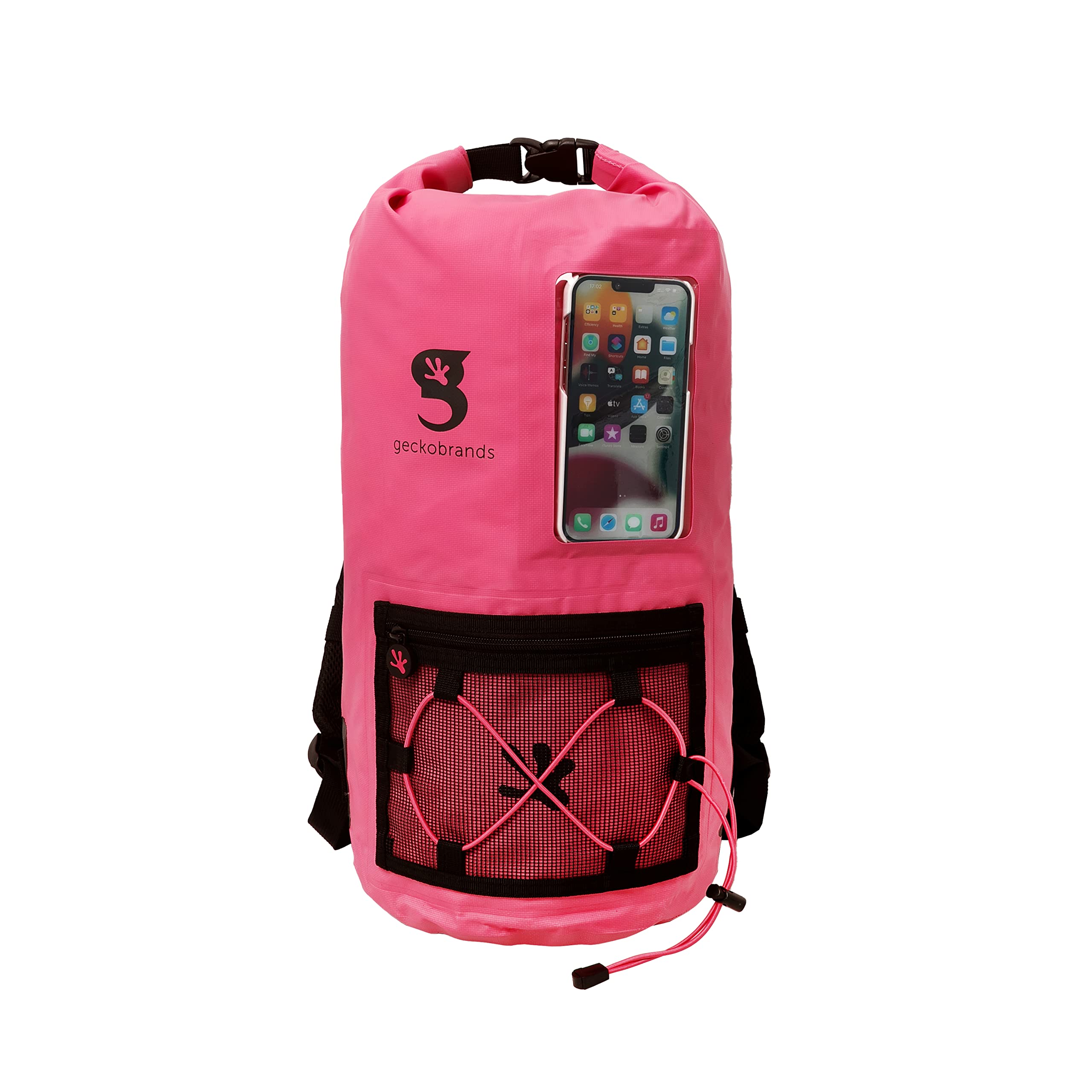 Geckobrands Hydroner 20L Waterproof Dry Bag Backpack - Lightweight Roll-Top Dry Sack with Clear Phone Case for Hiking, Kayaking, Camping & Beach Activities