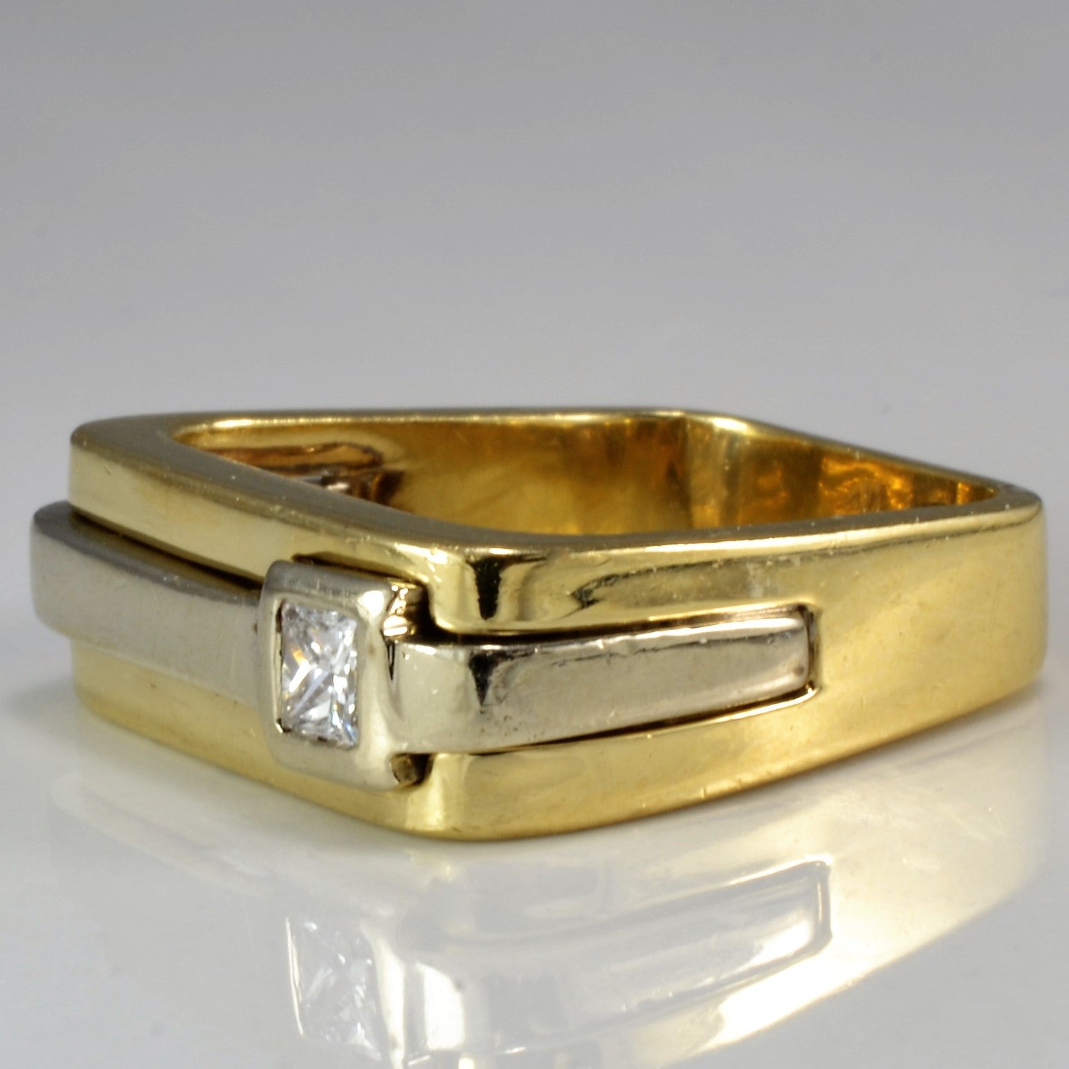 Vintage 1970s Yellow and White Gold Princess Cut Diamond Ring - 0.19 Carat, Size 5 | Elegant Engagement, Wedding, Anniversary Jewelry Gift for Her