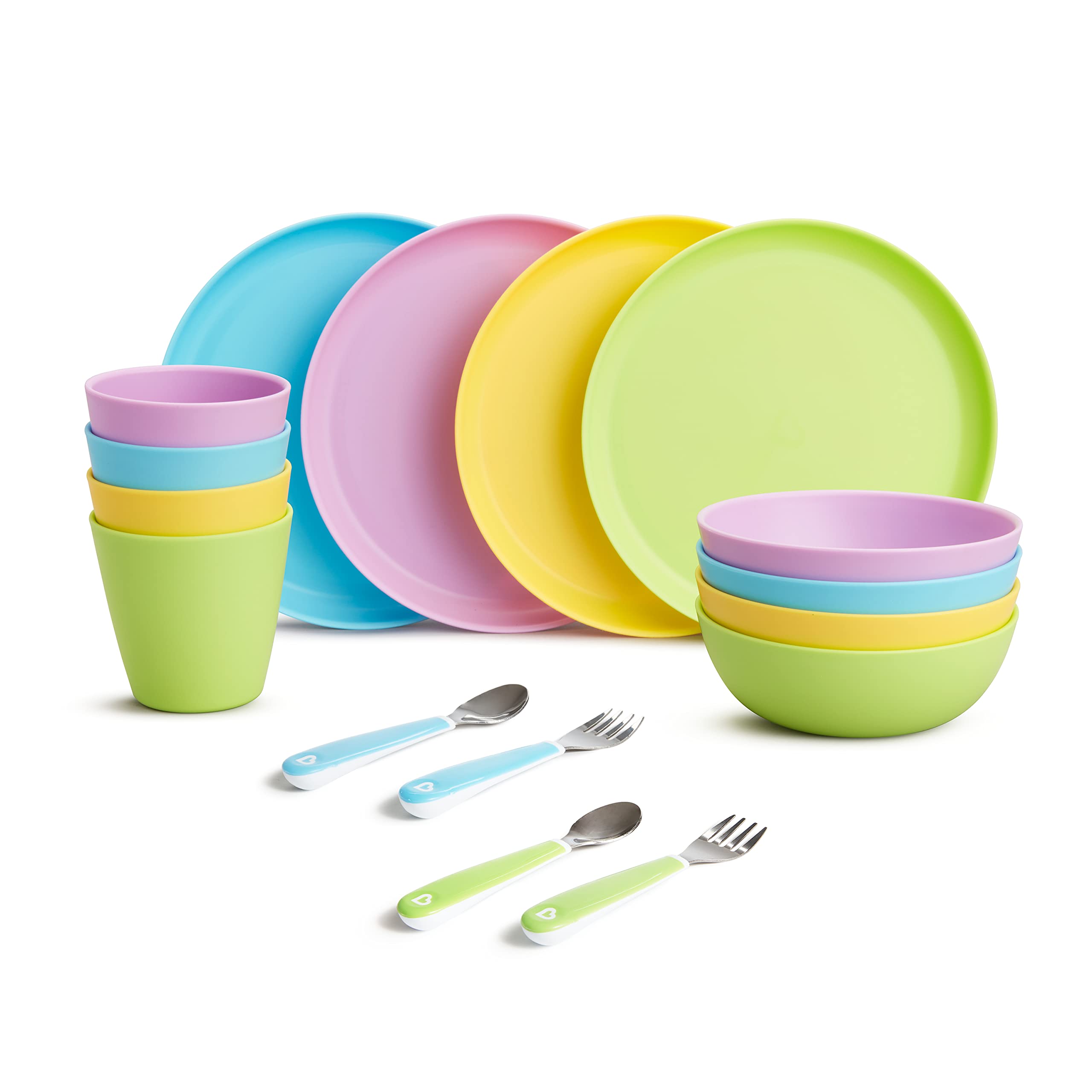 Munchkin® 16-Piece Baby Feeding Set with Plates, Bowls, Cups & Utensils | BPA-Free Toddler Mealtime Essentials for Home, Travel & Daycare