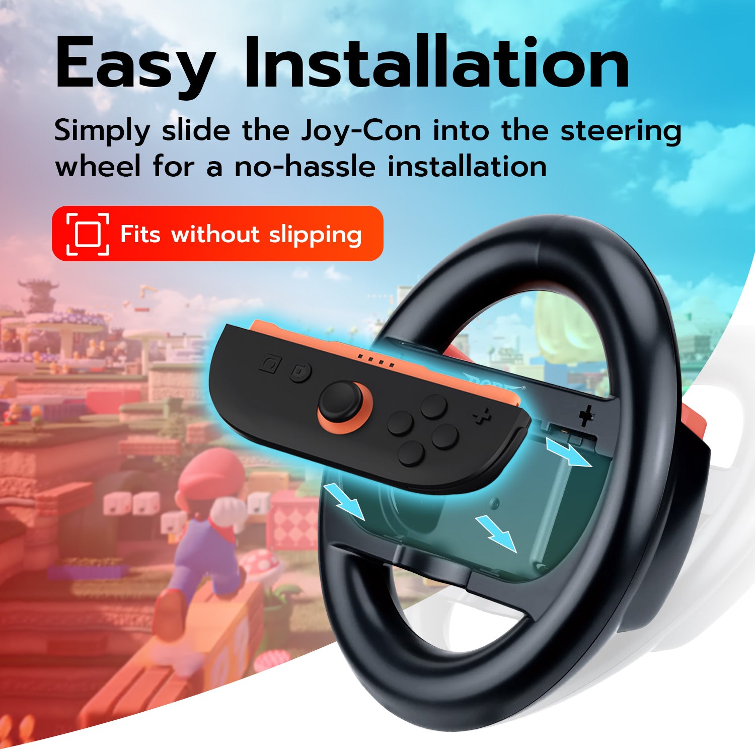 DOBE Black Steering Wheel Controller for Nintendo Switch & Joy-Con - Enhanced Gaming Experience for Racing & Sports Games (Model TNS 3196) | Perfect for Mario Kart, Asphalt & Family Game Nights