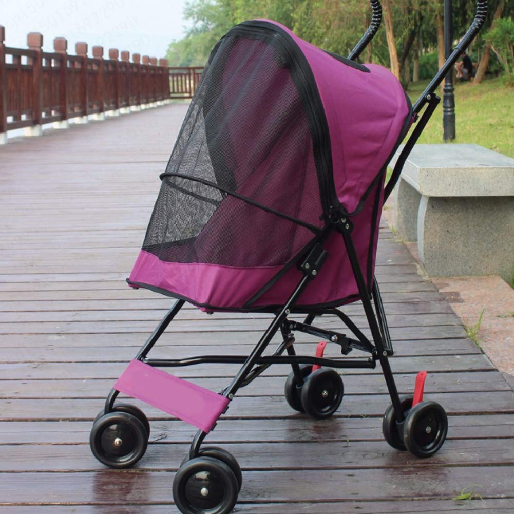 4-Wheel Pet Stroller for Cats & Dogs Up to 22Lbs - Foldable Jogger Stroller with Travel Carrier & Cage - Portable Red Stroller Cart for Walking, Jogging & Outdoor Adventures