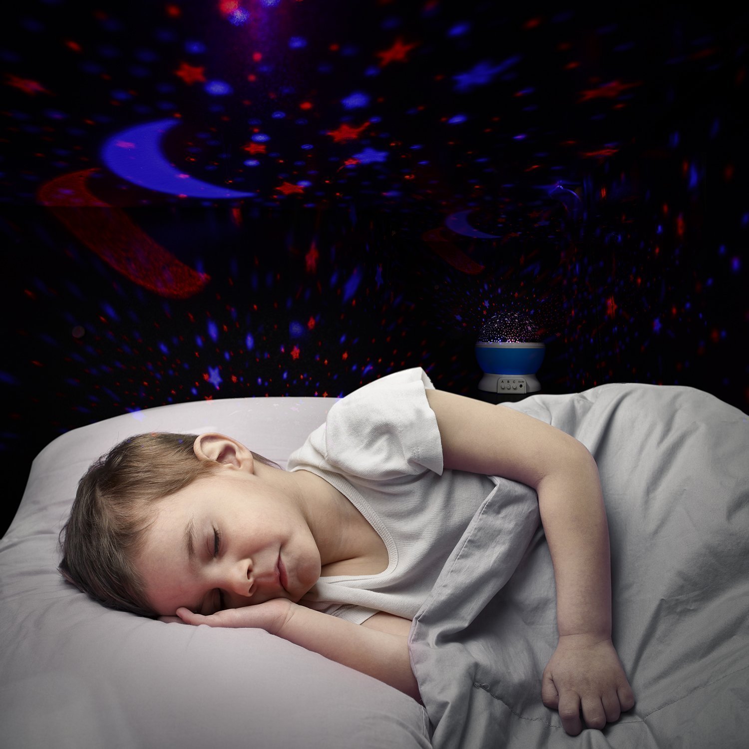 Sunnest Star Projector - 4 LED Bulbs 8 Modes Rotating Night Light for Kids & Baby Nursery with 3.2FT USB Cord | Perfect for Bedtime, Relaxation & Creating Soothing Sleep Environment
