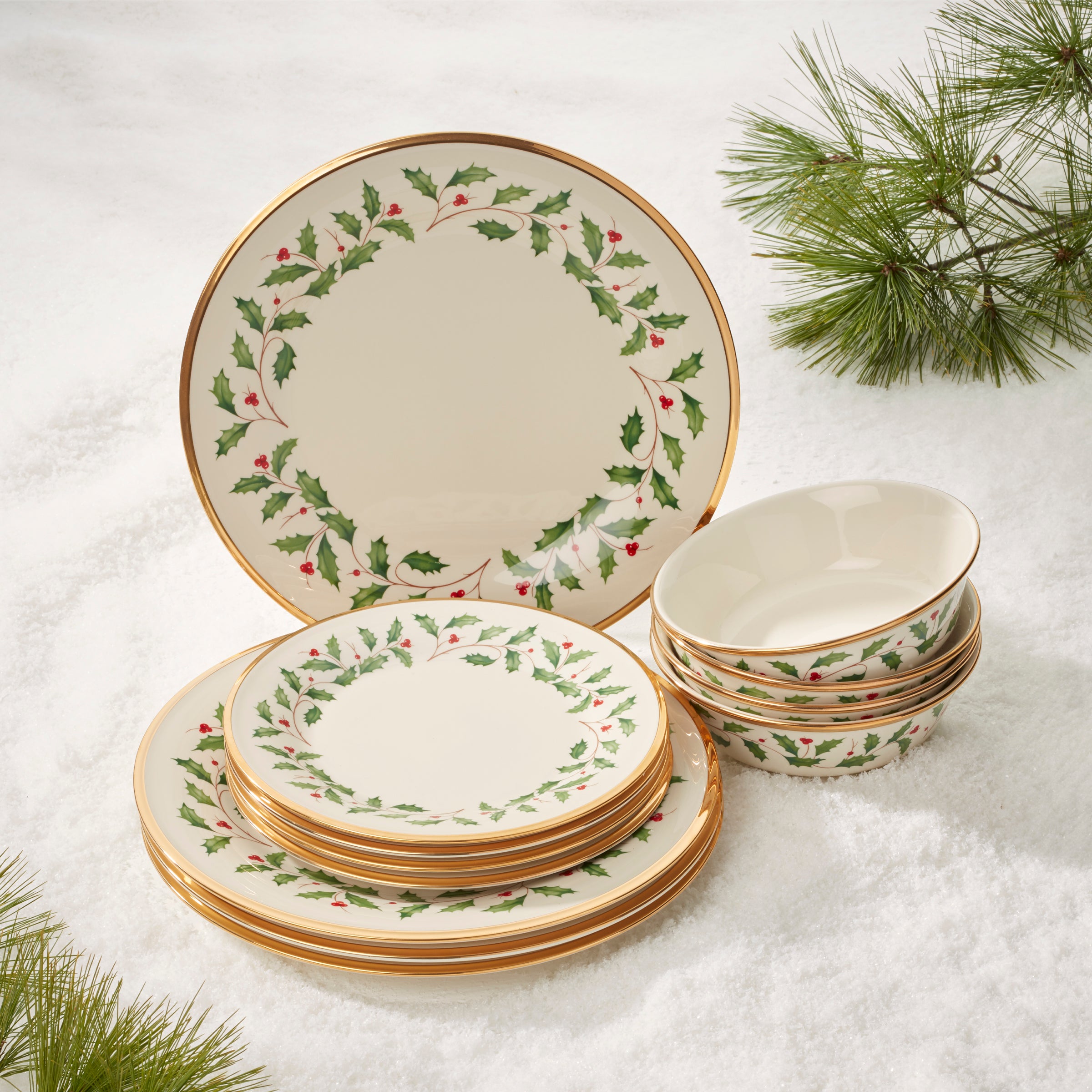 12-Piece Holiday Dinnerware Set - Plates & Bowls for Christmas, Thanksgiving & Family Gatherings | Durable & Stylish Tableware for Festive Dining