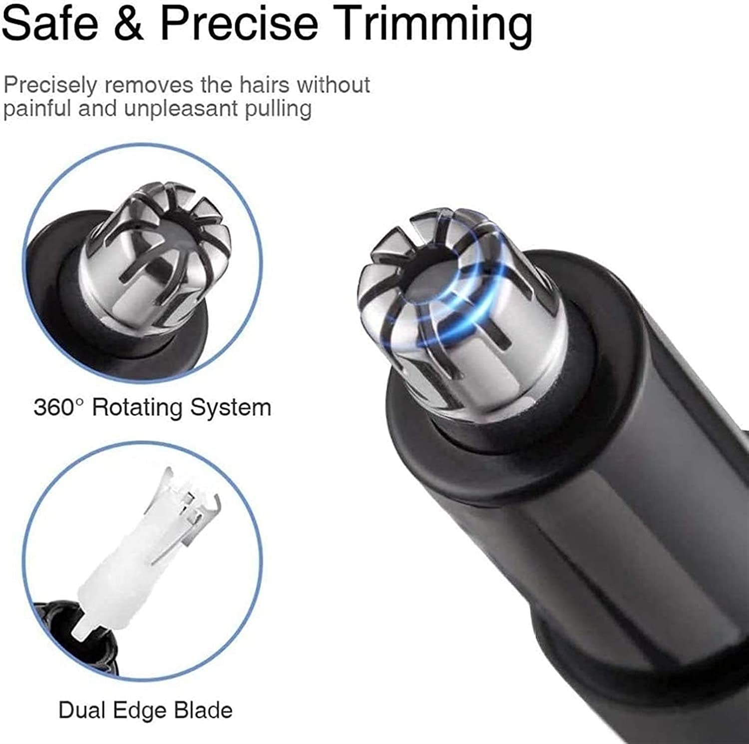 Premium Nose & Ear Hair Trimmer for Men - Rechargeable Wet/Dry Electric Groomer with LED Light - Painless & Easy to Clean - Perfect for Travel, Home & Personal Grooming