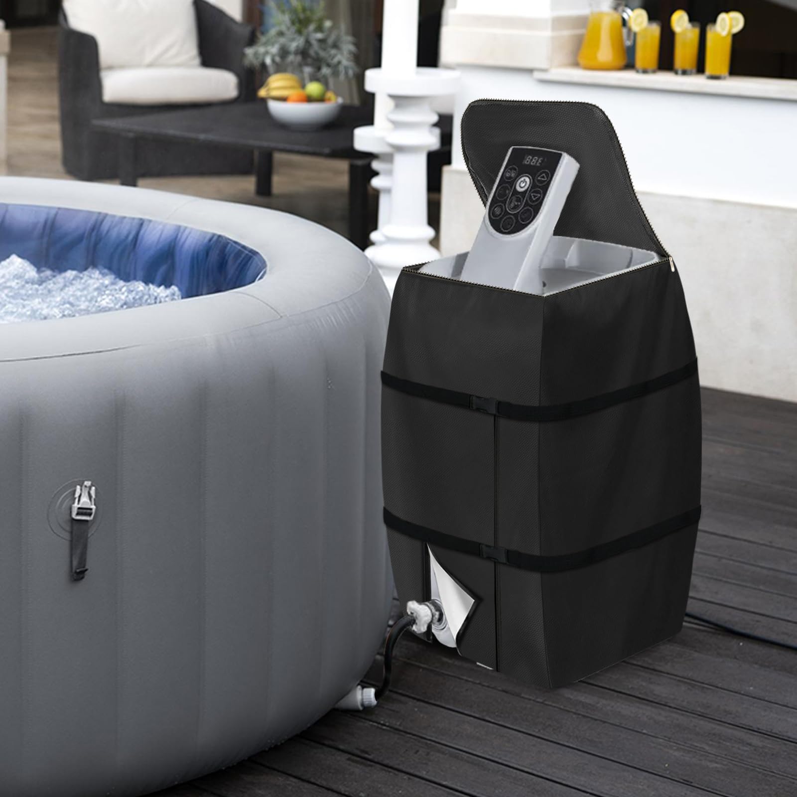 Hot Tub Spa Heater Pump Cover - Waterproof Insulated Pump Cover for Most Hot Tub Brands (Black, Square) | Protects Equipment from Weather & Saves Energy