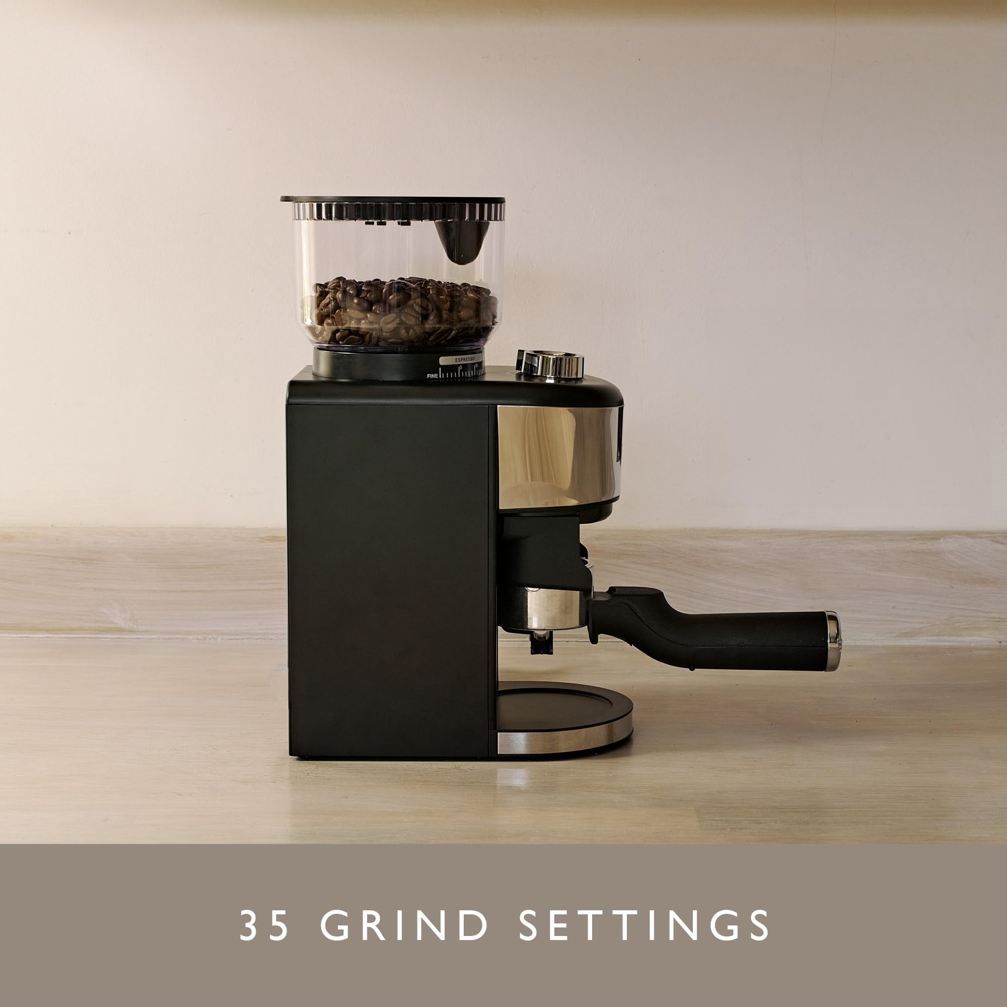 Dualit Professional Burr Coffee Grinder - 35 Precise Grind Settings for Espresso to French Press - Adjustable Portion Control & Removable Stainless Steel Conical Burrs - Easy Clean Design with Safety Lock - Perfect for Home Baristas & Coffee Shops