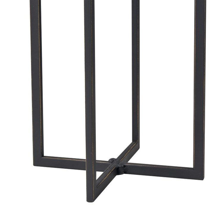Lanier Square Accent Table - 10 x 18 Inch Black/White End Table - Perfect for Living Room, Bedroom or Office Decor