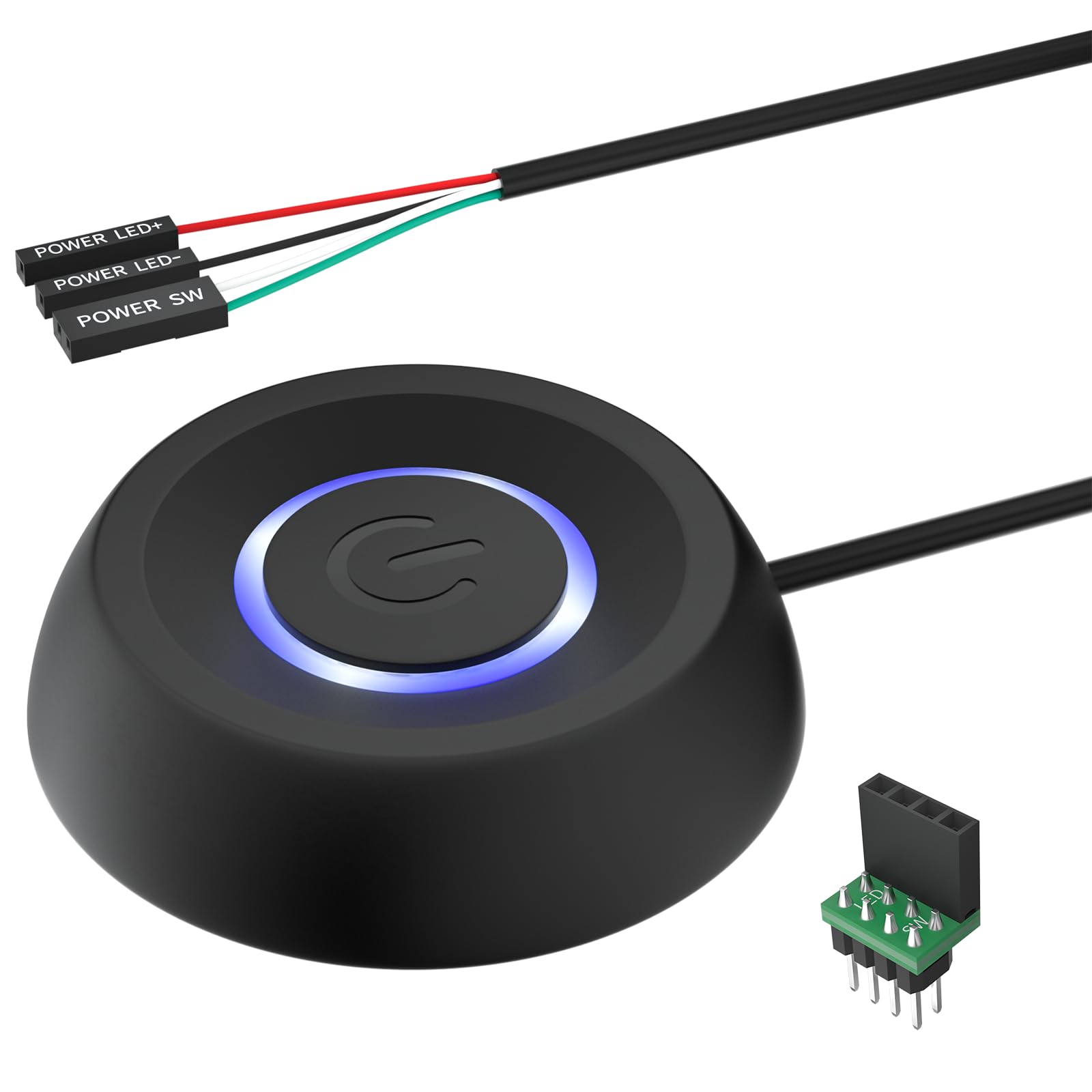 PC Power Button - External Desktop Power Switch with LED, ON/OFF Power Supply Button for Computer Motherboard - Perfect for DIY PC Builds and Computer Repairs