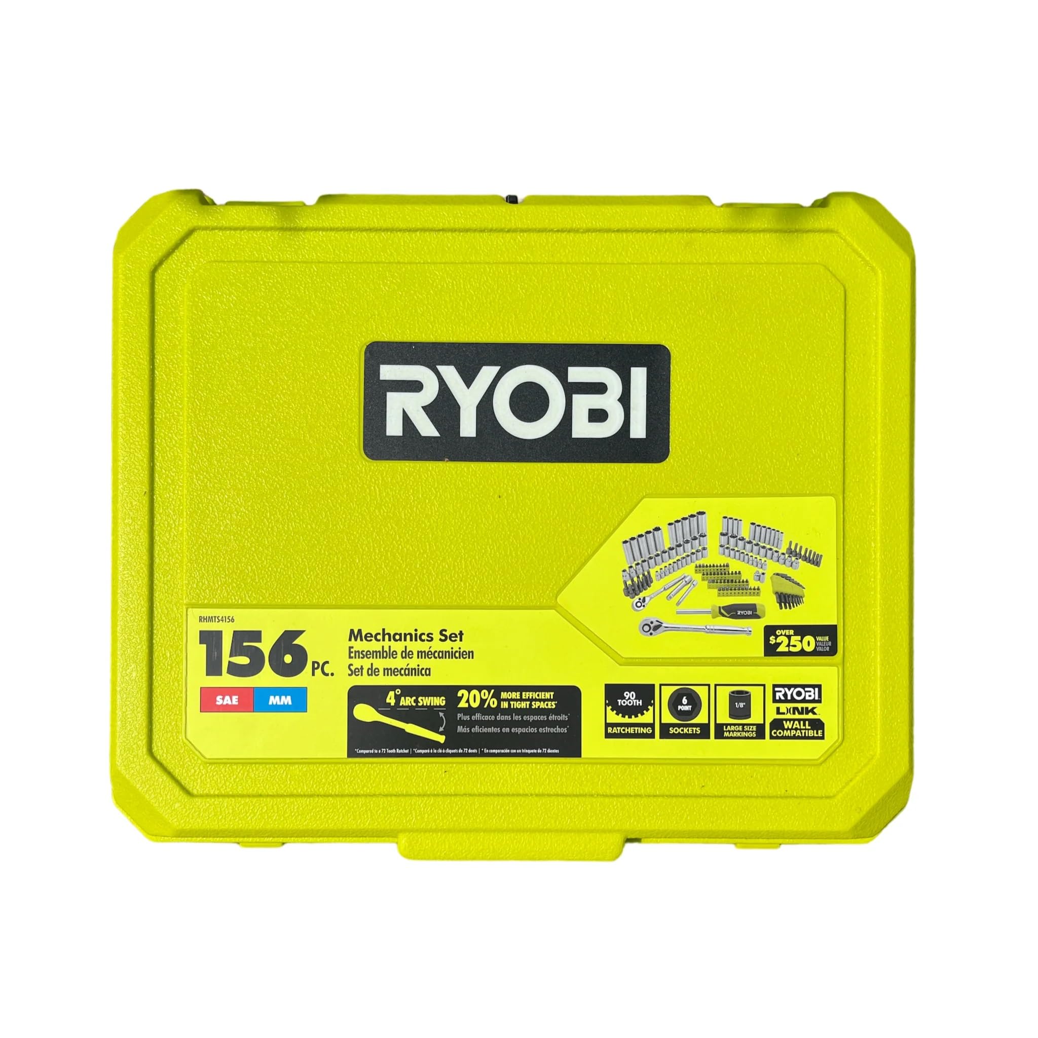 RYOBI 156-Piece Mechanics Tool Set - SAE & Metric Socket Set with LINK Technology - Perfect for Automotive Repair, DIY Projects & Home Maintenance