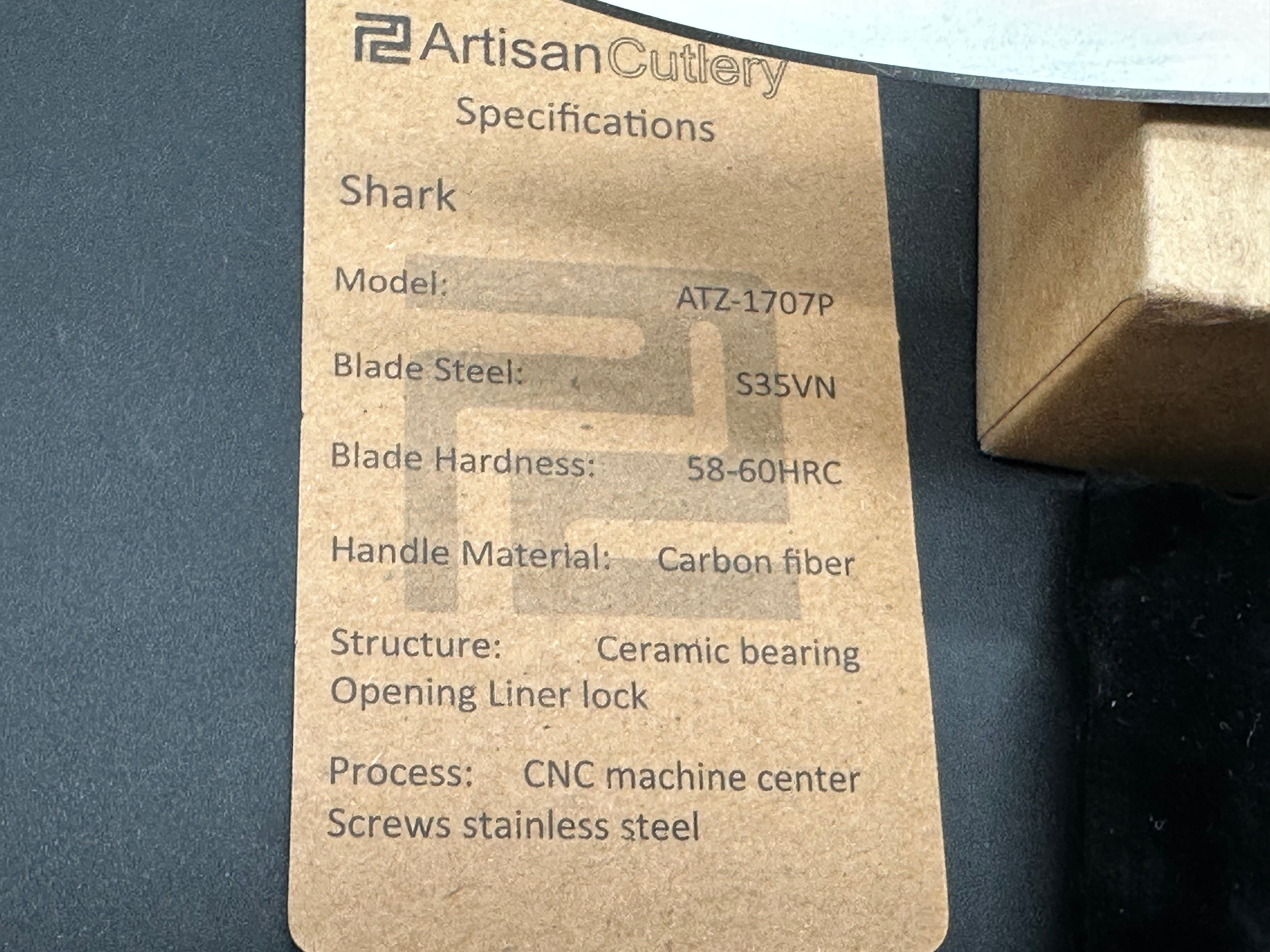 Artisan Cutlery Shark 1707P Folding Knife - Premium S35VN Steel Blade (Upgraded from D2), Carbon Fiber Handle - EDC, Camping, Survival & Outdoor Activities